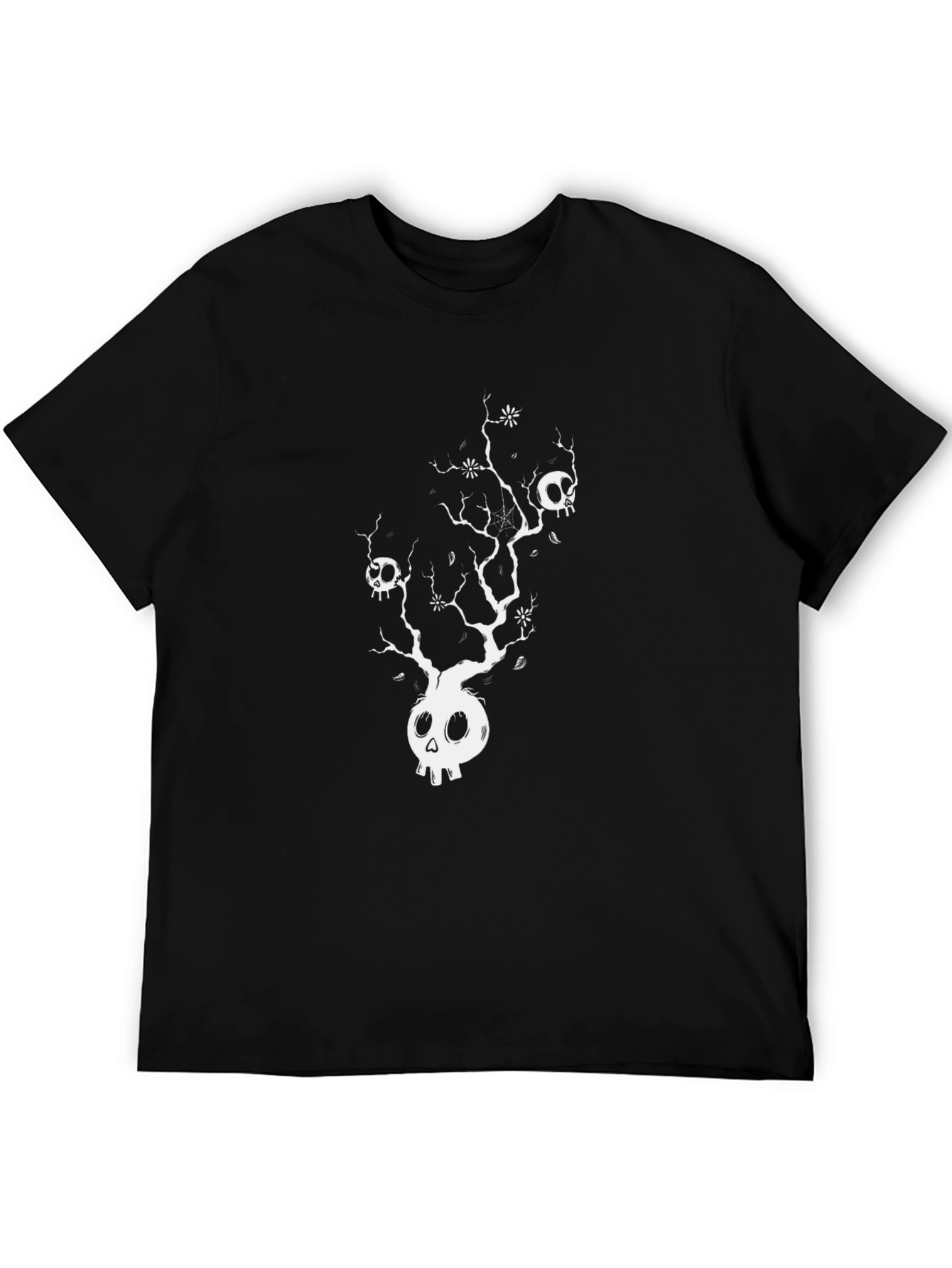 Black Skull Tree Graphic Tee - Unique Design Black T-Shirt view 5
