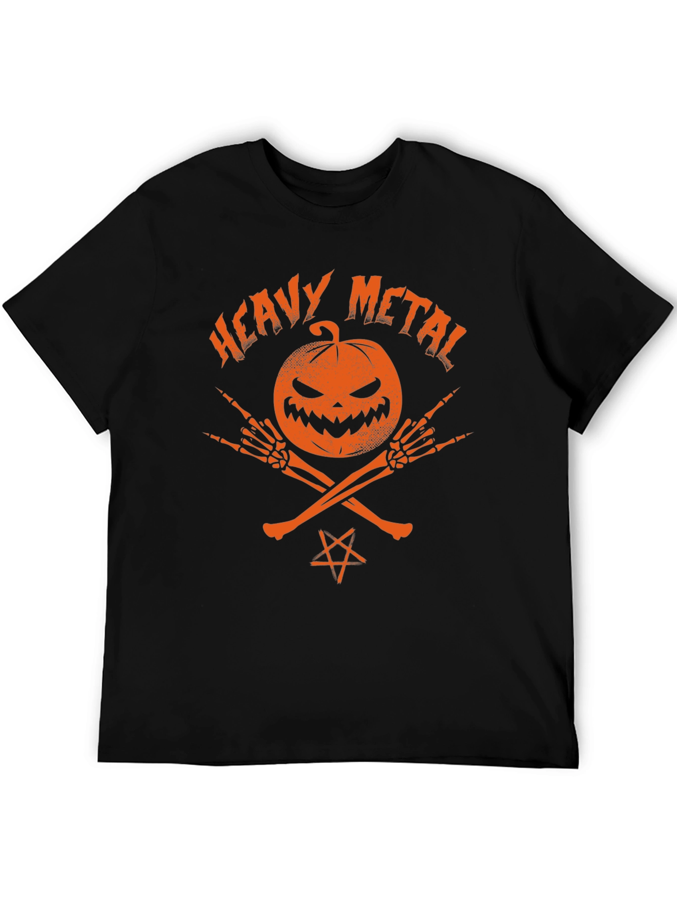 Black Heavy Metal Halloween Pumpkin T-Shirt view 5
