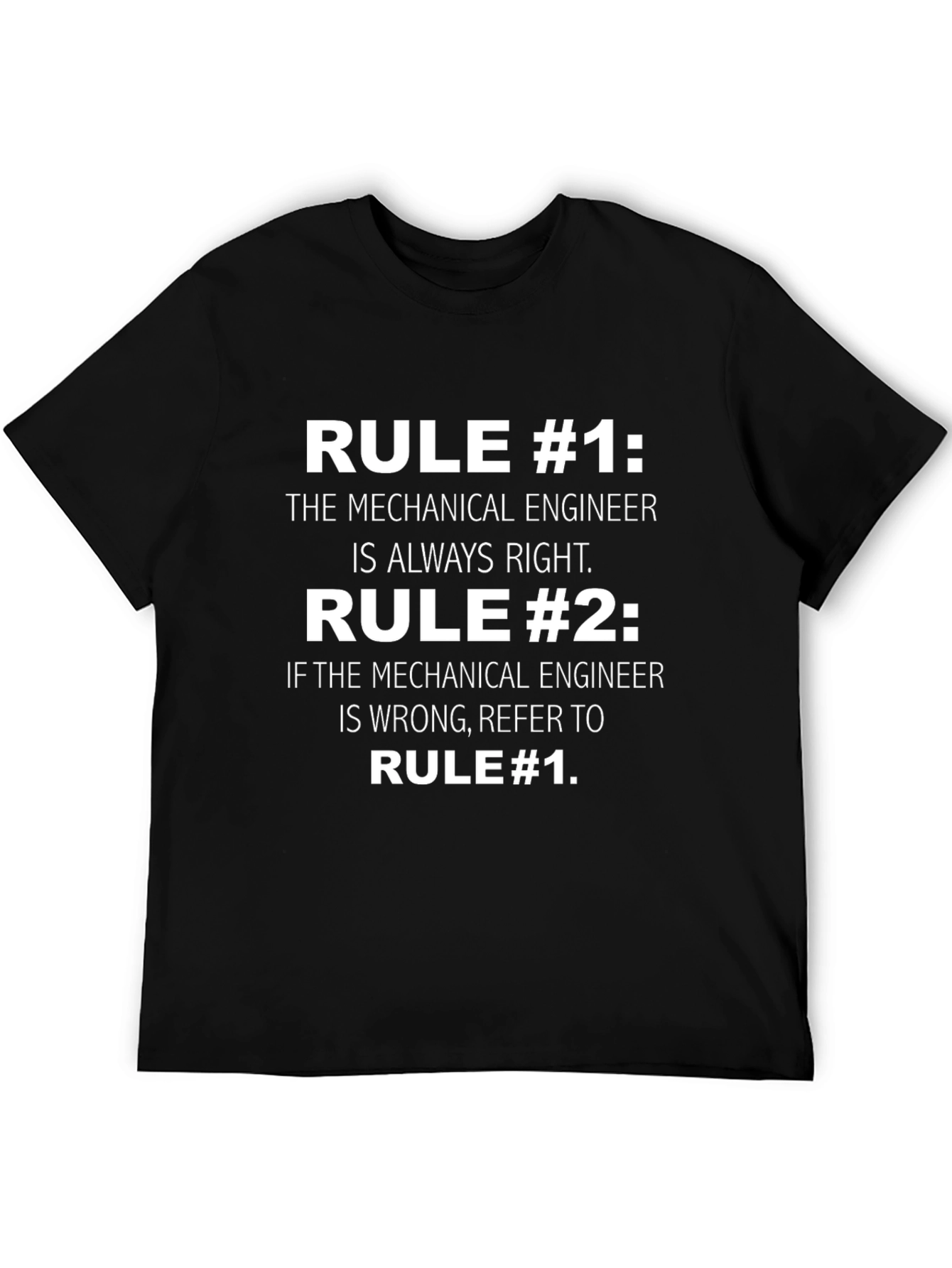 Black Mechanical Engineer Rules Graphic T-Shirt view 5