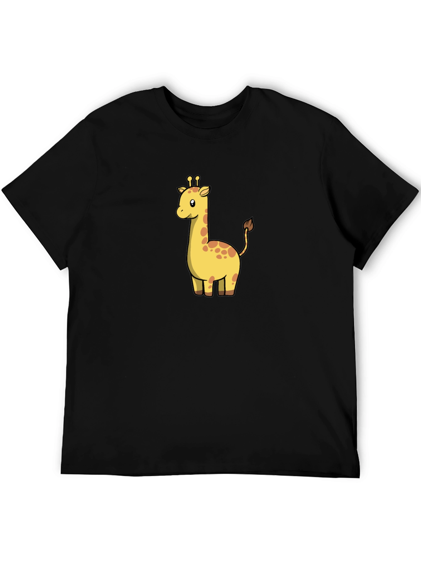 Black Cute Giraffe Graphic Black T-Shirt view 5