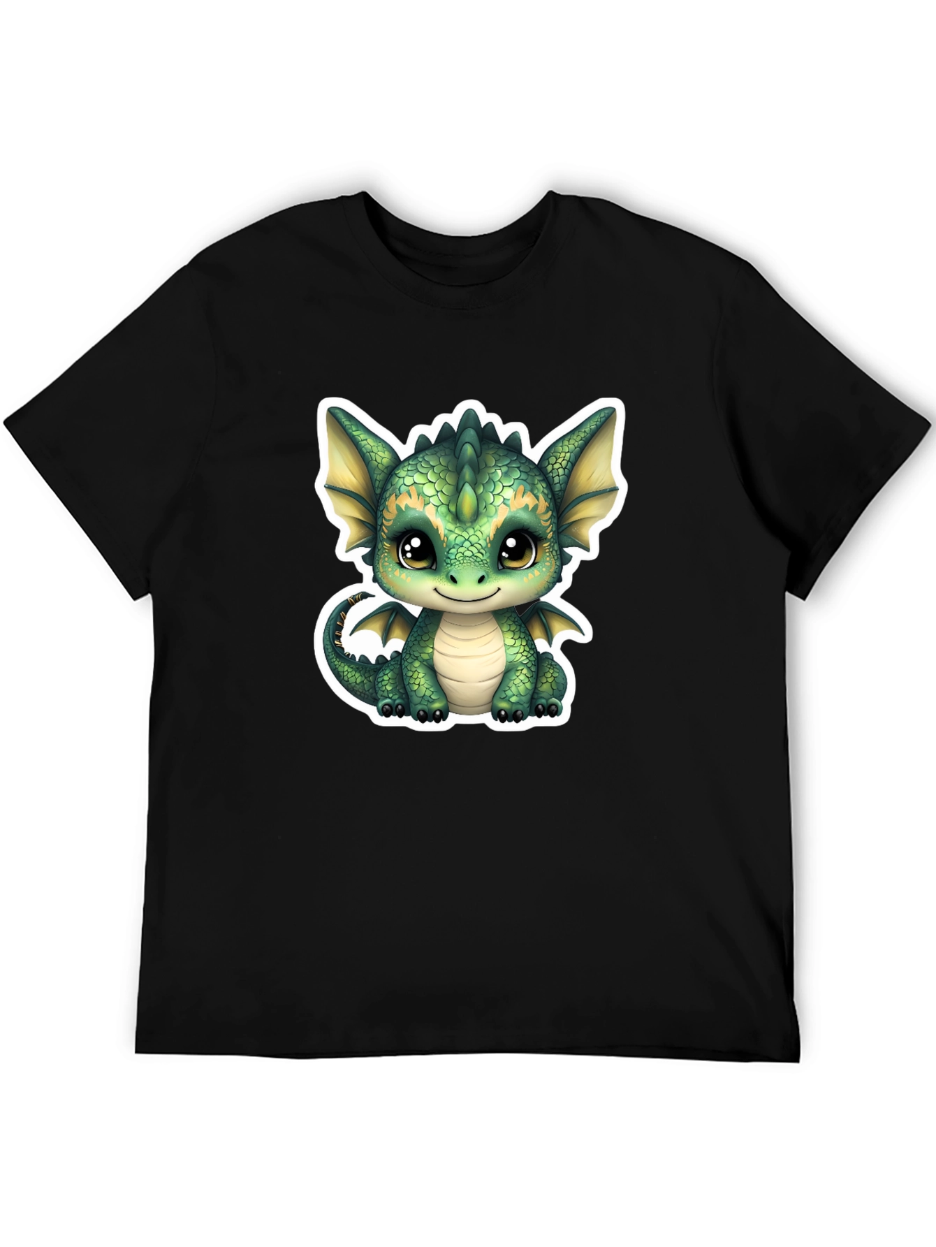 Black Cute Dragon Graphic Tee - Soft Black Cotton Shirt view 5
