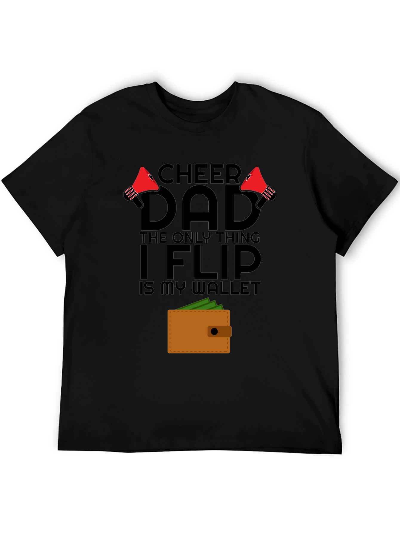 Black Cheer Dad Wallet Flip T-Shirt - Gift for Dad view 5