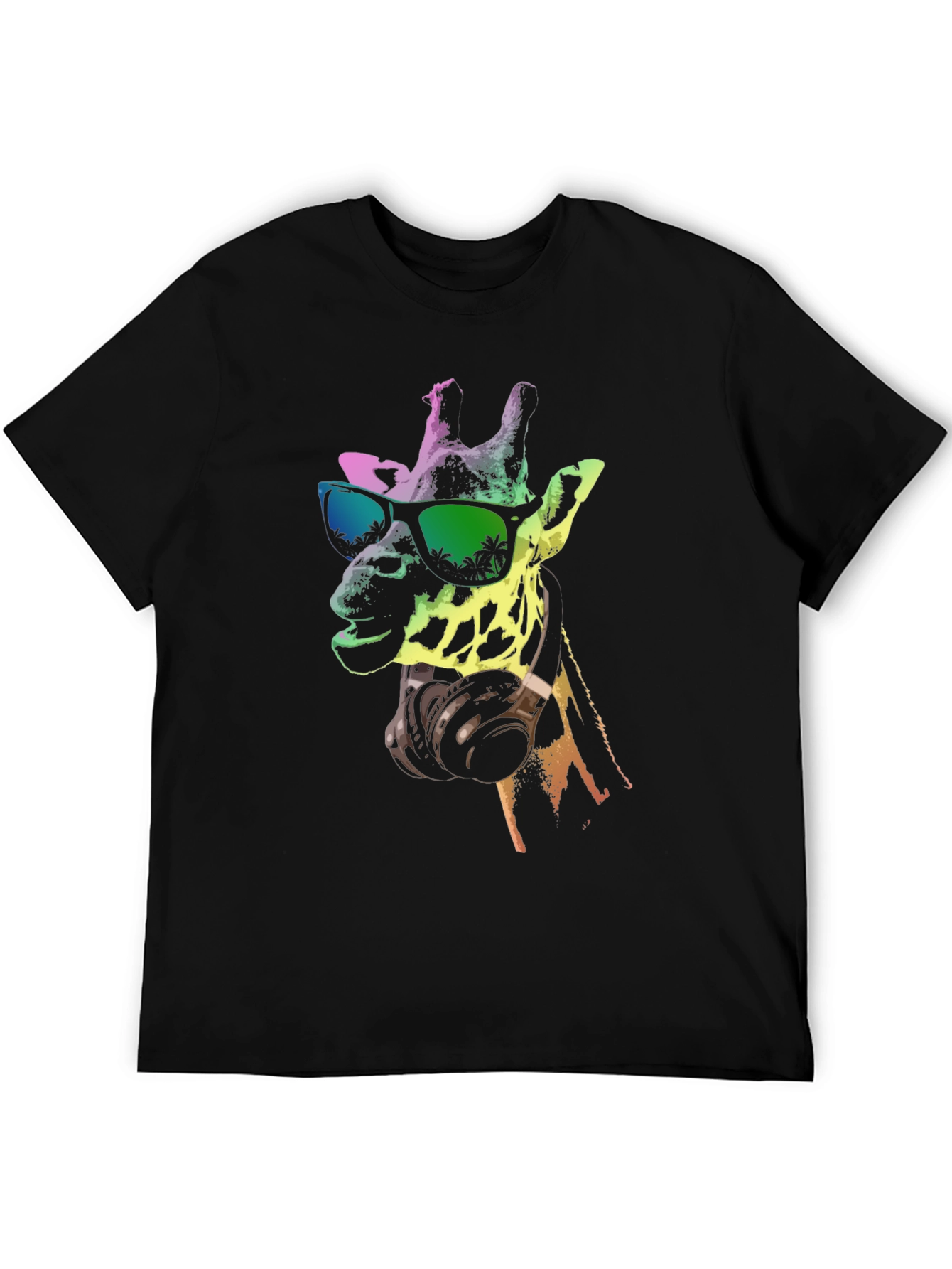 Black Cool Giraffe Graphic Tee - Music Lover Shirt view 5