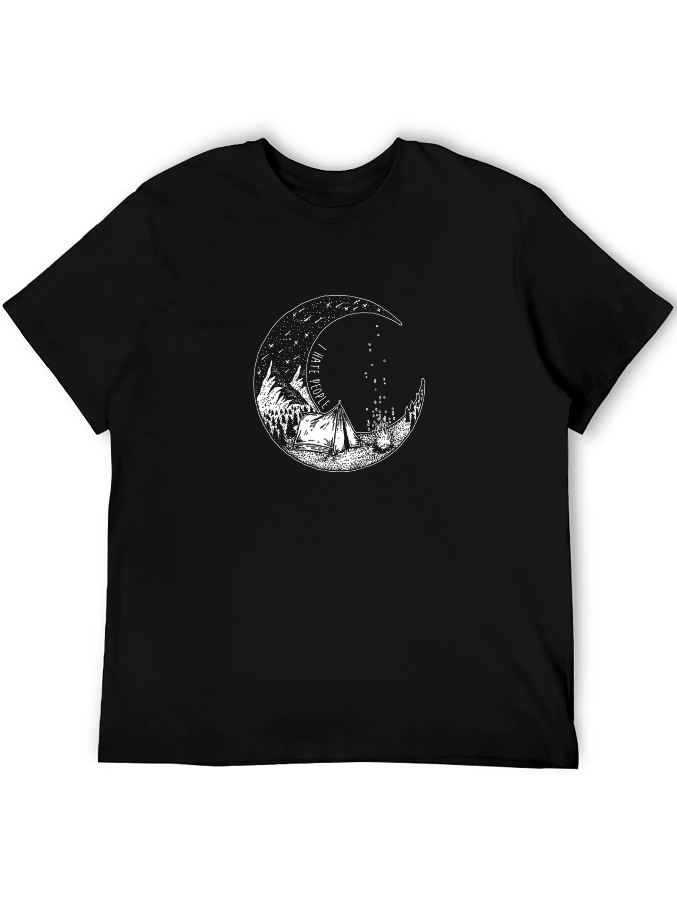 Black Camping Moon Graphic T-Shirt view 5
