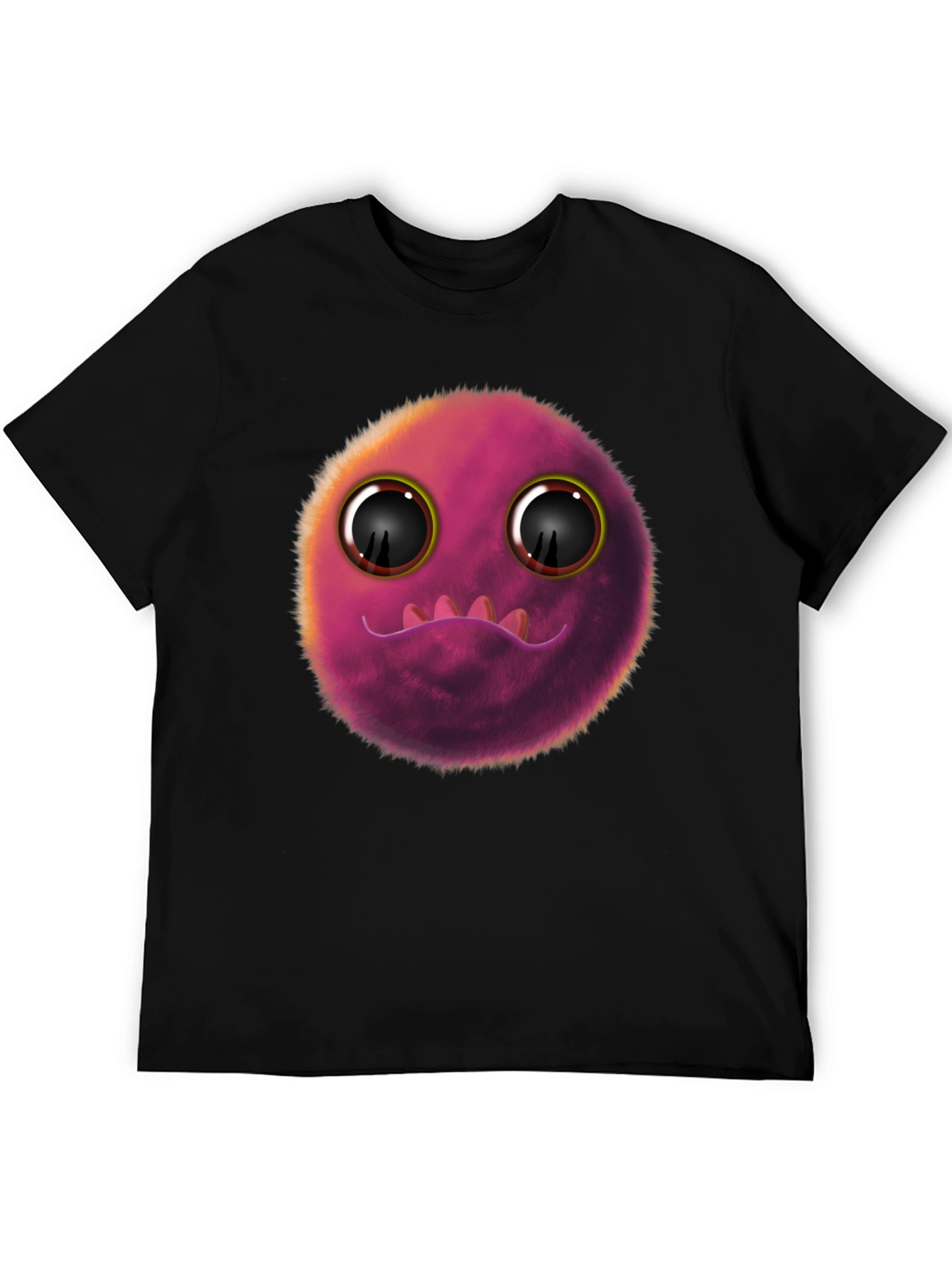 Black Fuzzy Monster Graphic Tee - Fun Novelty T-Shirt view 5