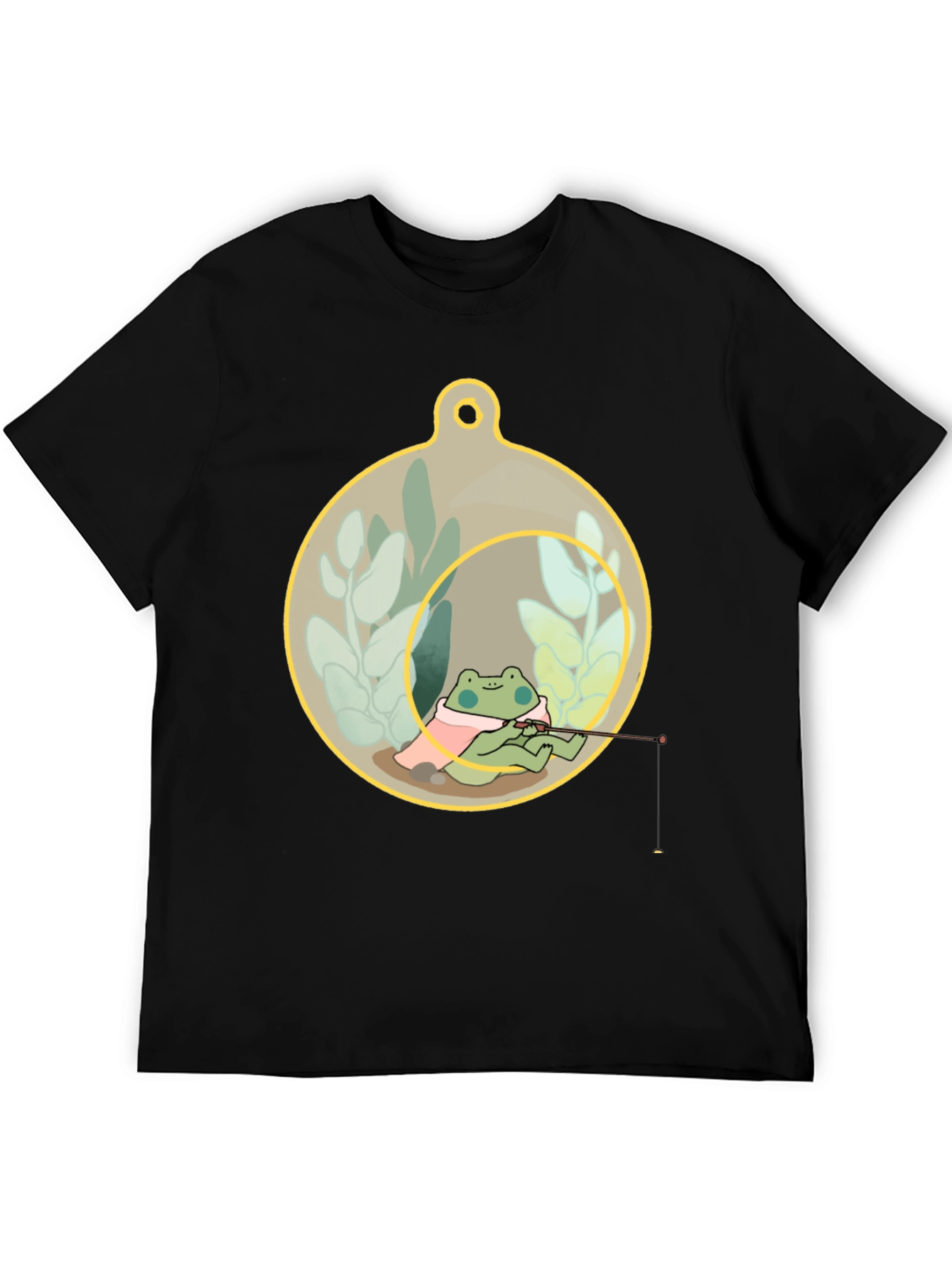 Black Frog Fishing in a Terrarium T-Shirt view 5