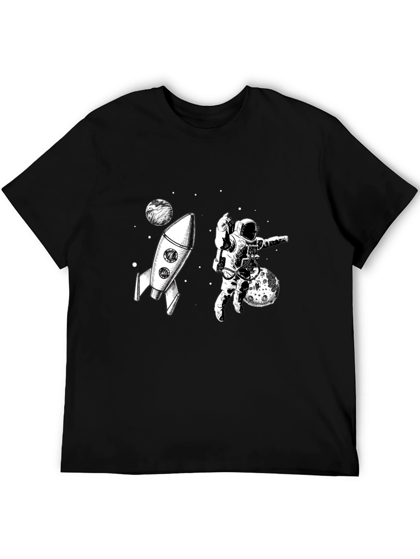 Black Space Explorer Graphic Tee - Black Cotton T-Shirt view 5