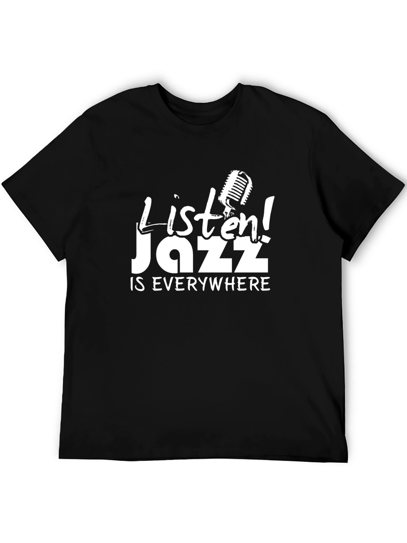 Black Listen! Jazz is Everywhere Graphic T-Shirt view 5