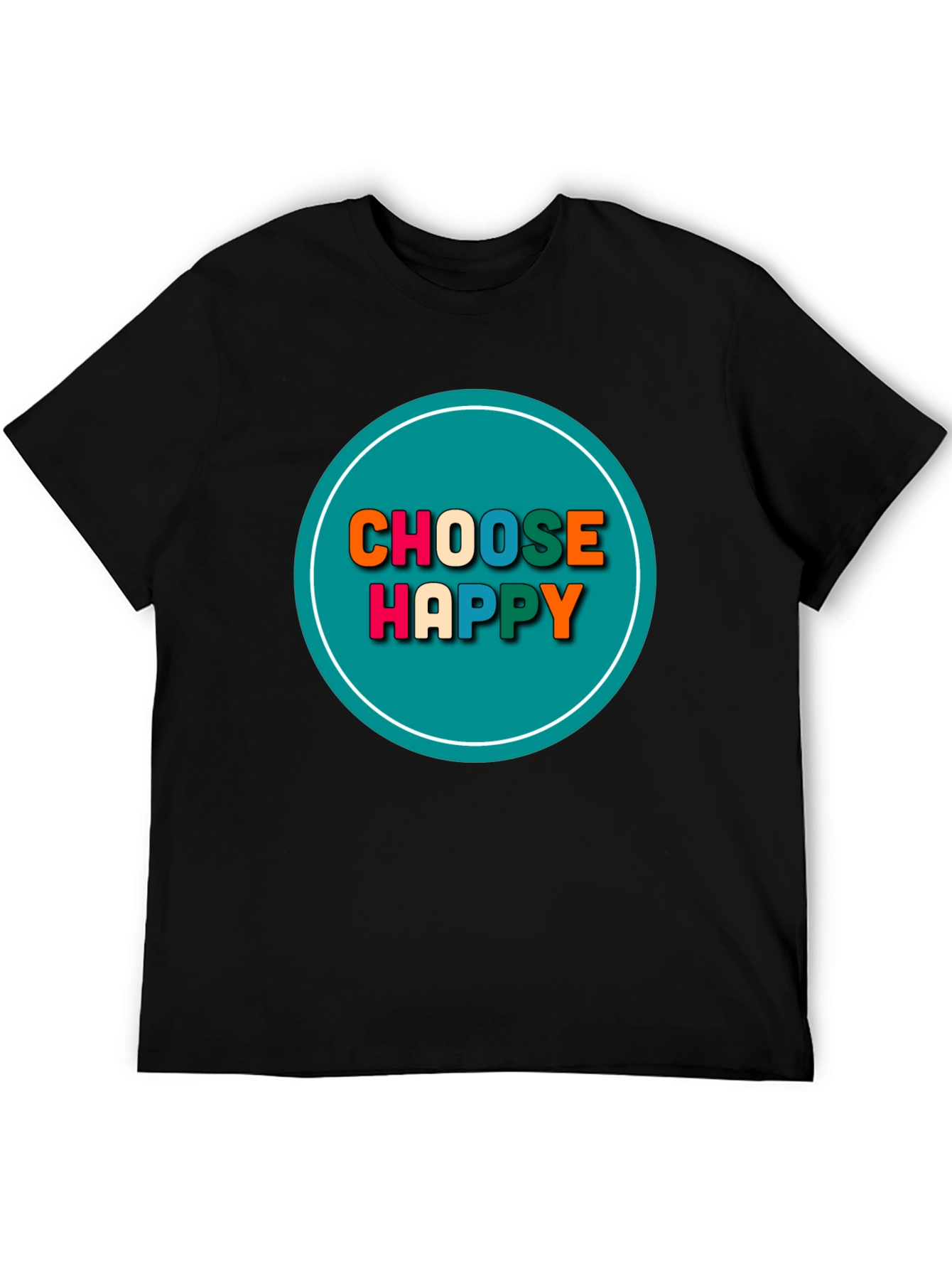 Black Choose Happy Graphic Tee - Positive Vibes T-Shirt view 5