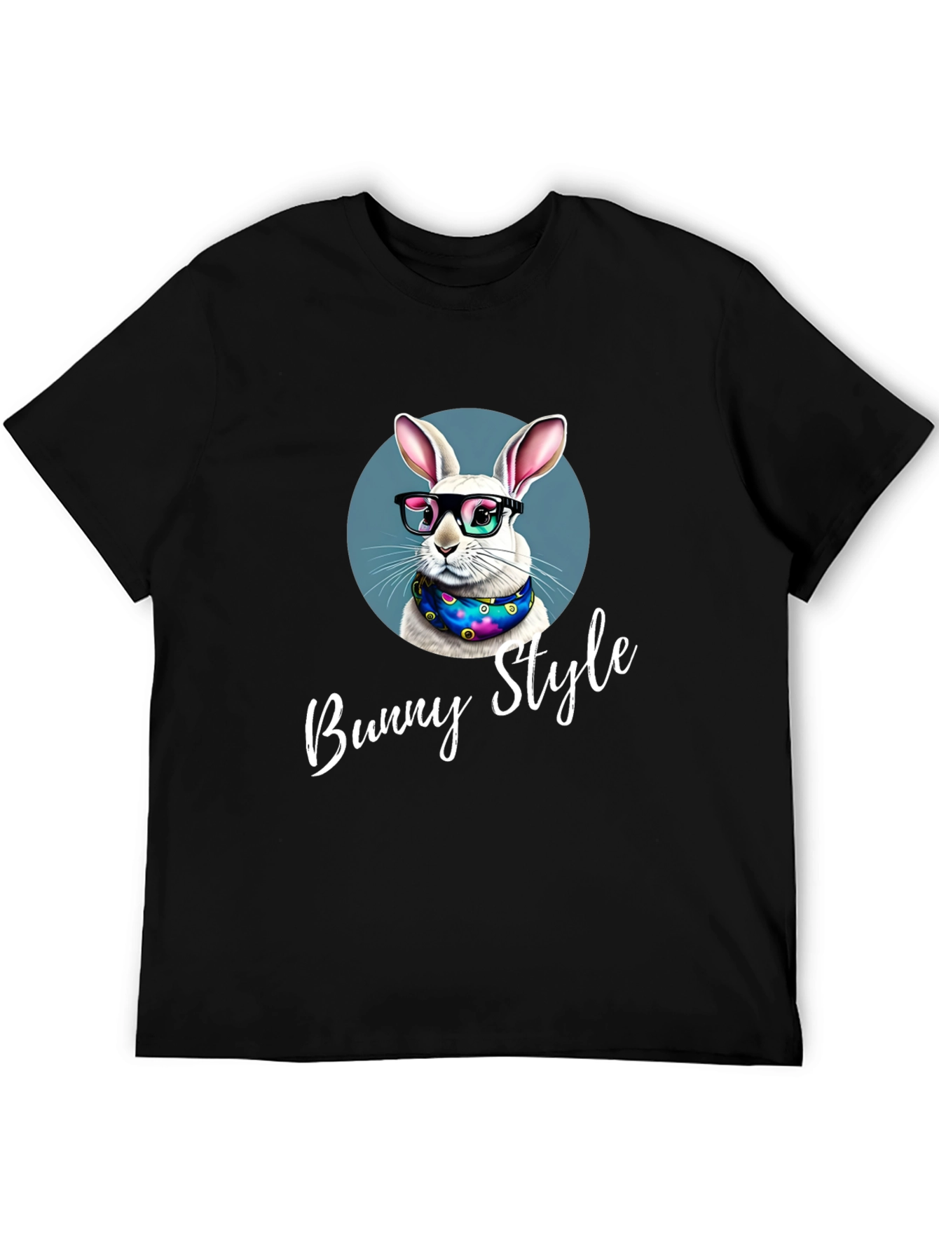 Black Bunny Style T-Shirt - Cool Rabbit Design view 5