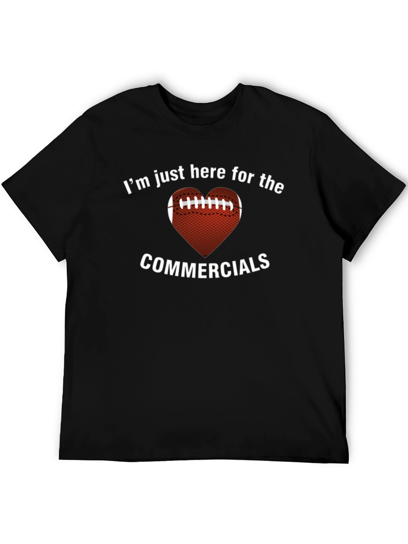 Black Football Heart Commercials T-Shirt view 5