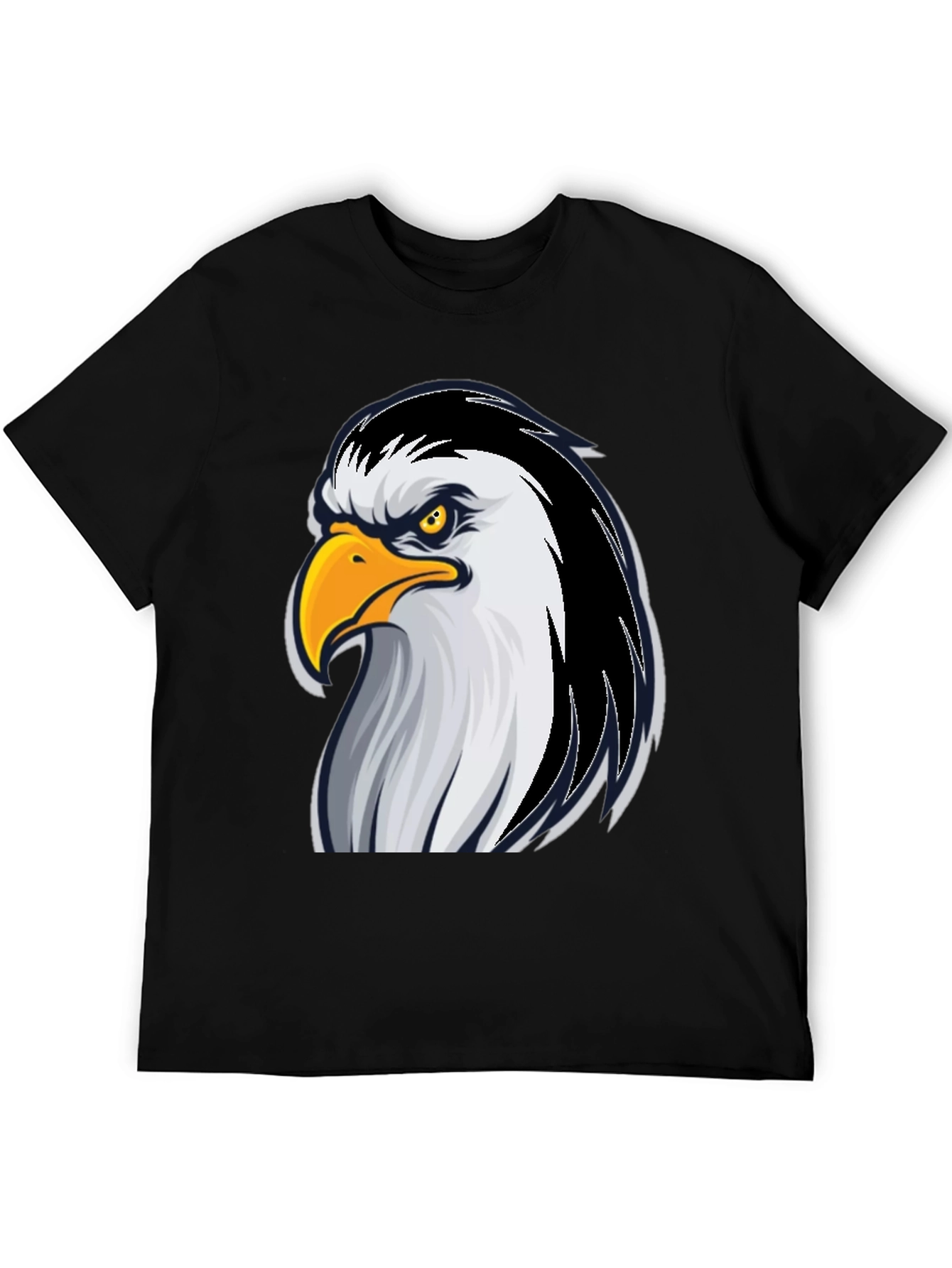 Black Eagle Graphic Tee - Bold Black Cotton T-Shirt view 5