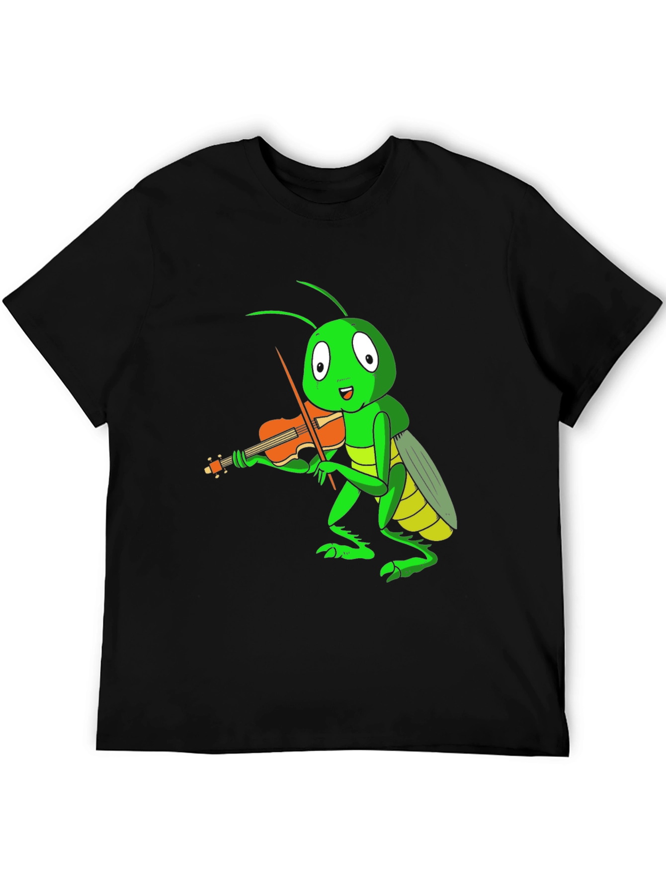 Black Grasshopper Violinist T-Shirt - Unique Graphic Tee view 5