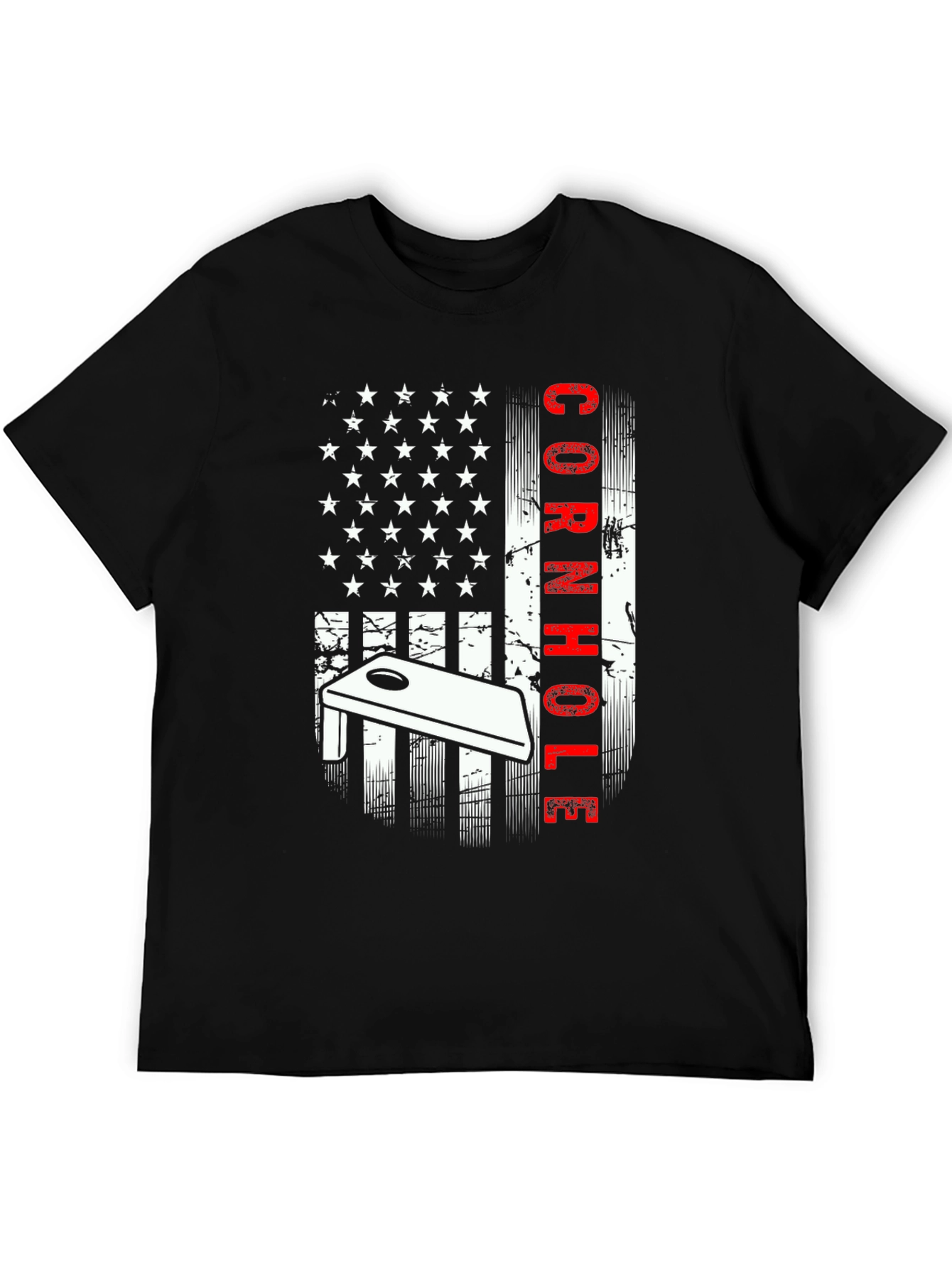 Black Cornhole American Flag Graphic Tee view 5