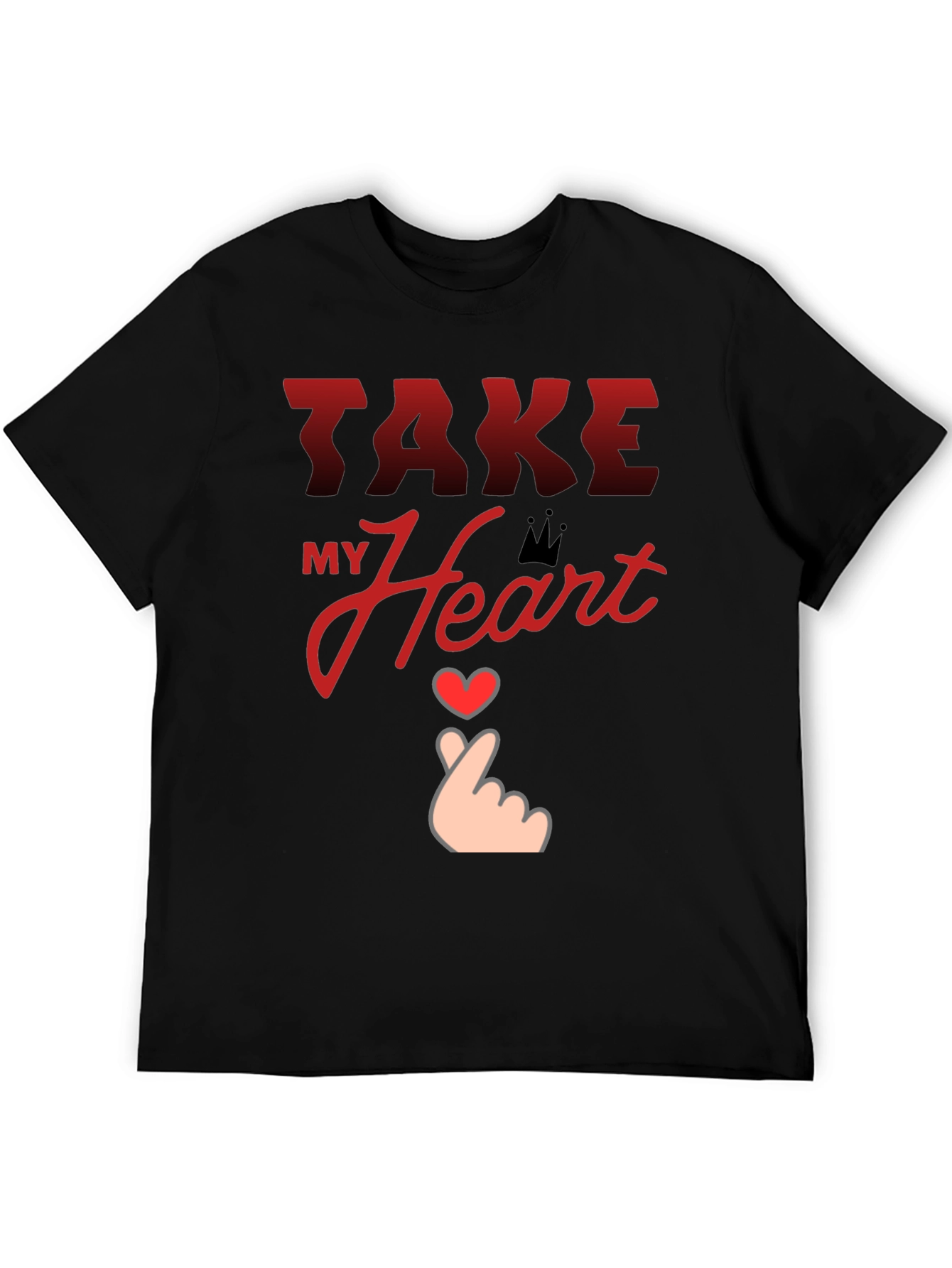 Black Take My Heart Graphic Tee - Trendy Love Design T-Shirt view 5