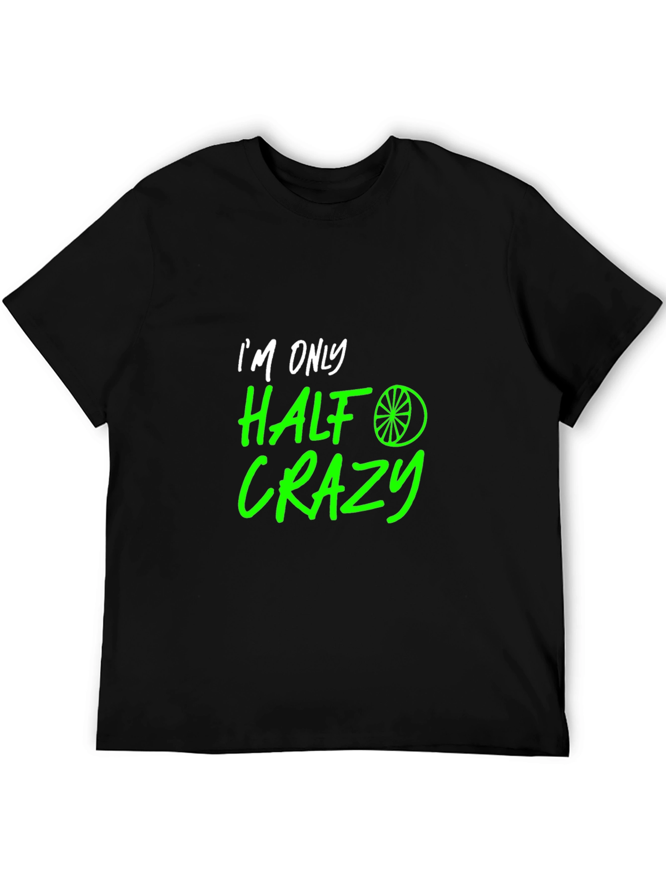 Black Half Crazy Graphic Tee - Funny Novelty T-Shirt view 5