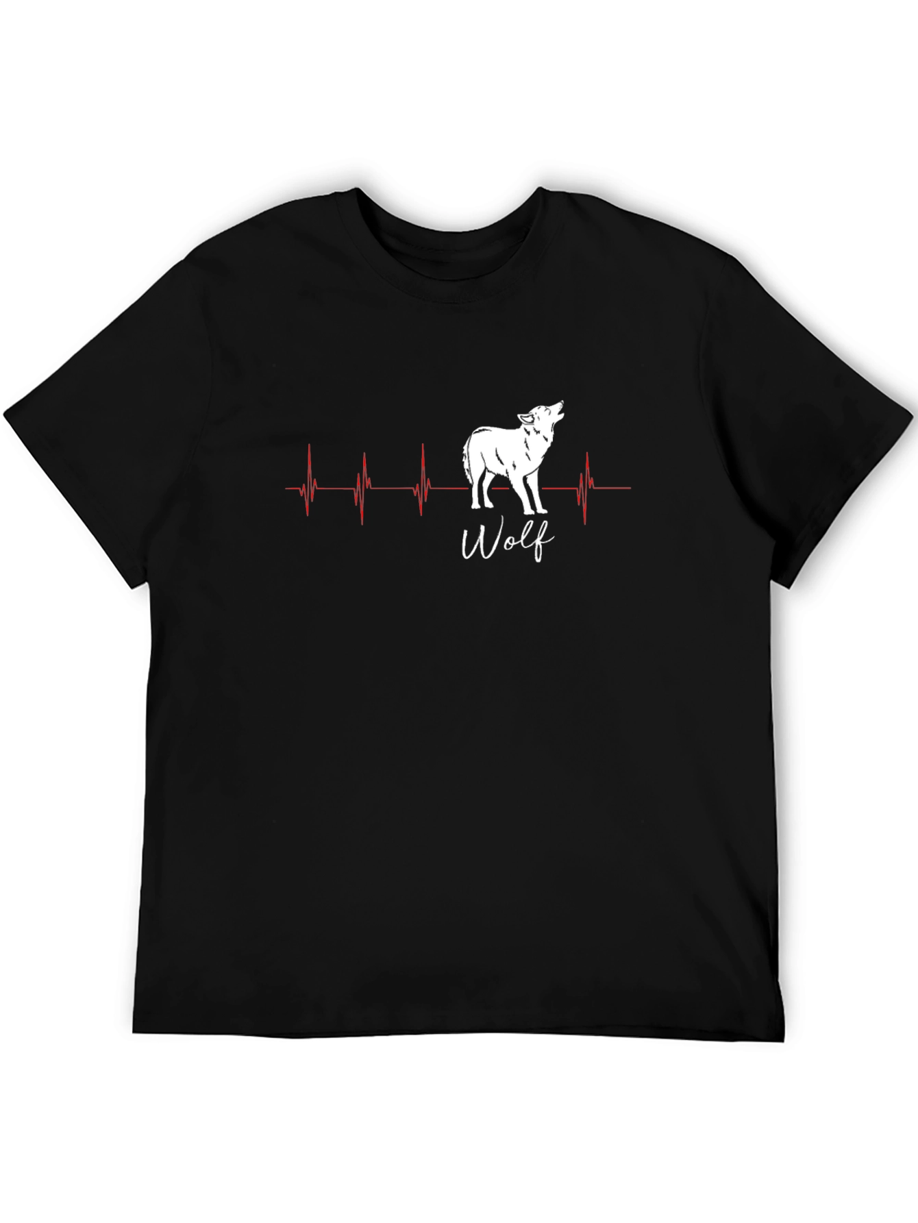 Black Wolf Heartbeat T-Shirt - Men's Black Graphic Tee view 5