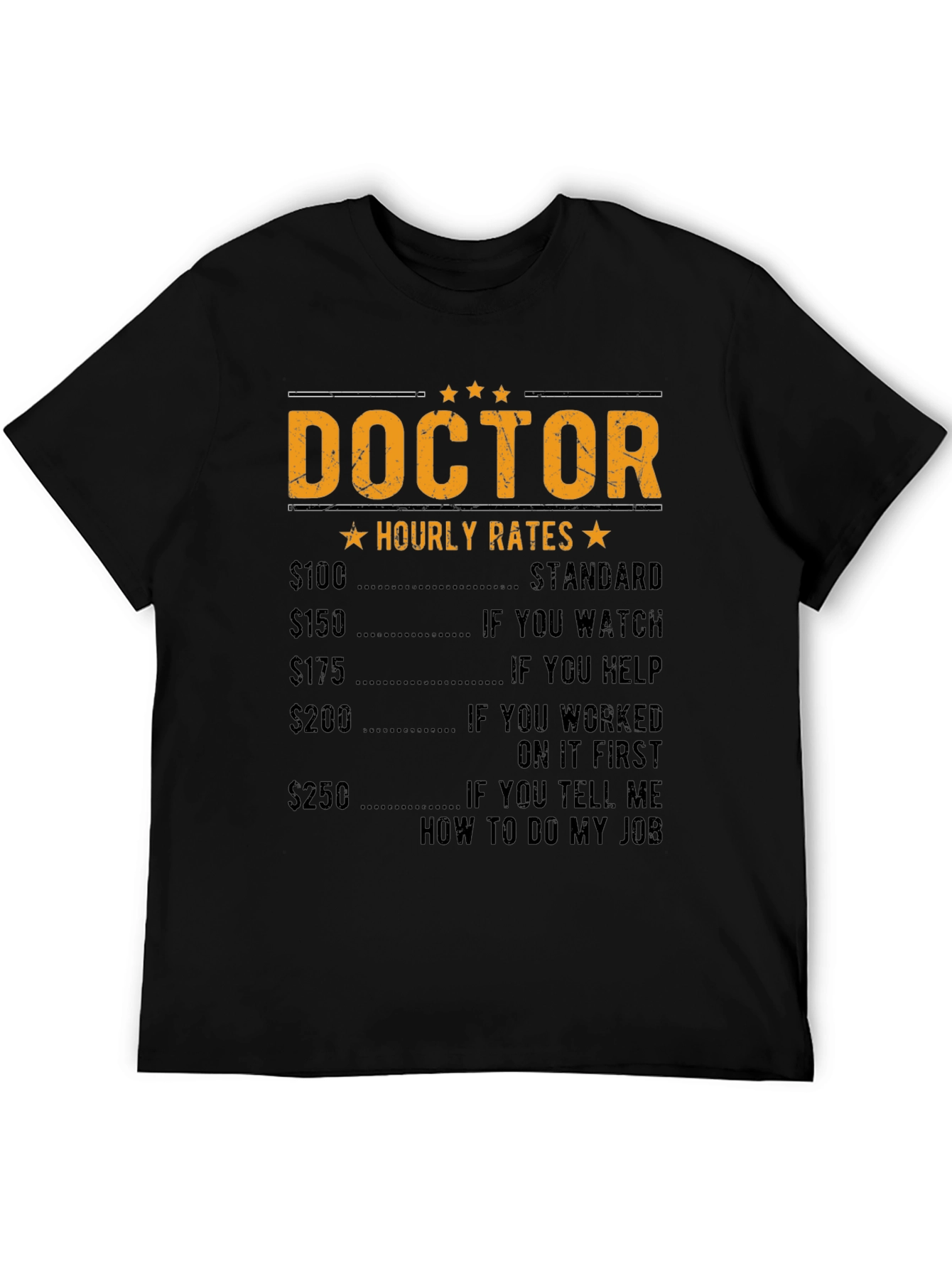 Black Doctor Hourly Rate Funny T-Shirt view 5