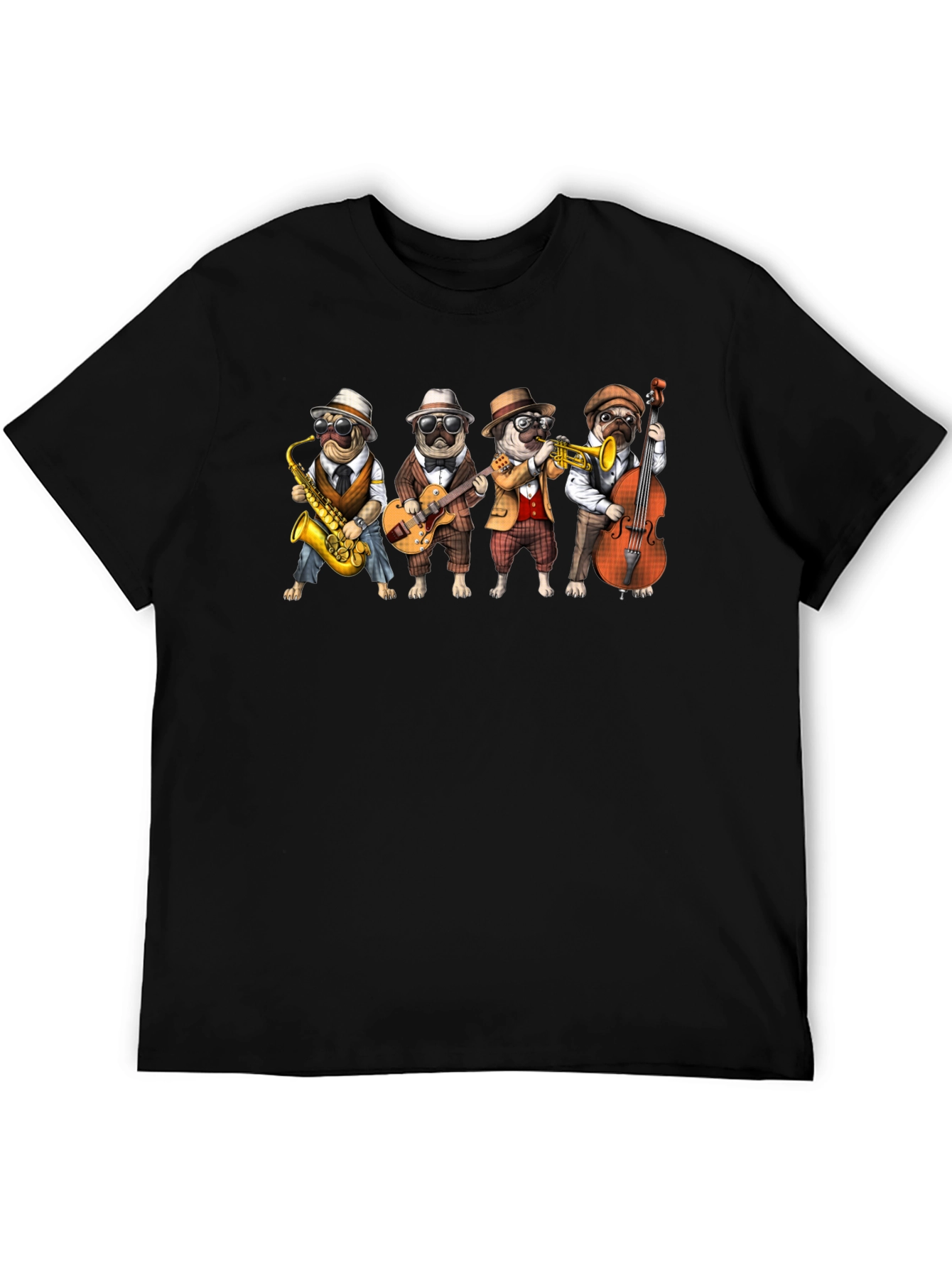 Black Jazz Pug Band T-Shirt view 5