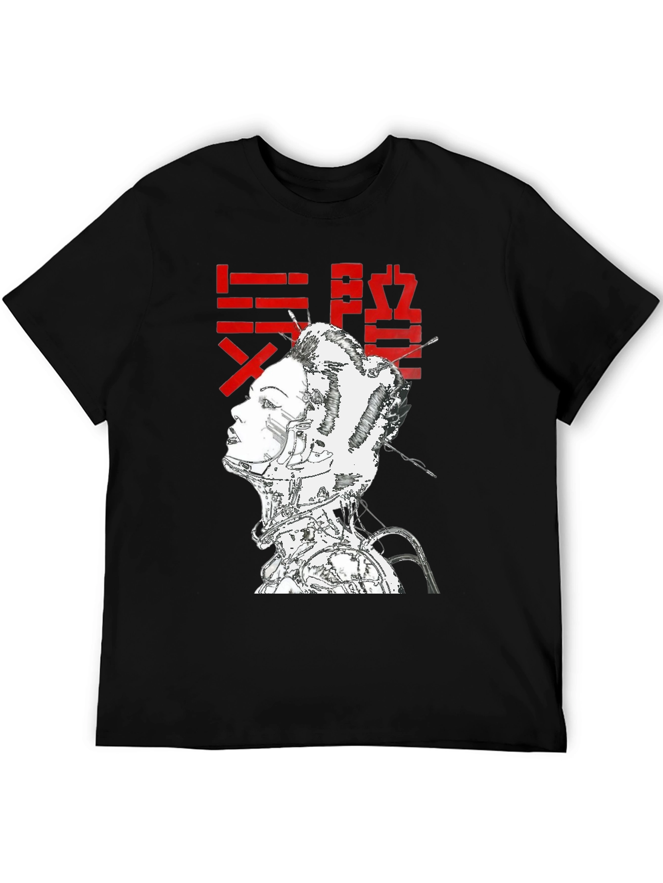 Black Cyberpunk Geisha Graphic T-Shirt - Black view 5