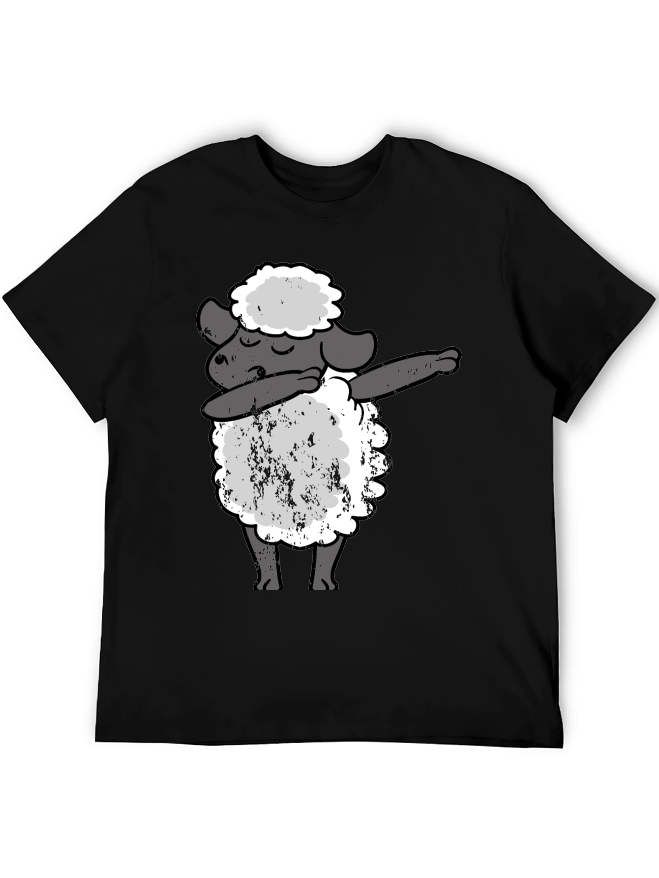 Black Dabbing Sheep Black T-Shirt - Funny Graphic Tee view 5