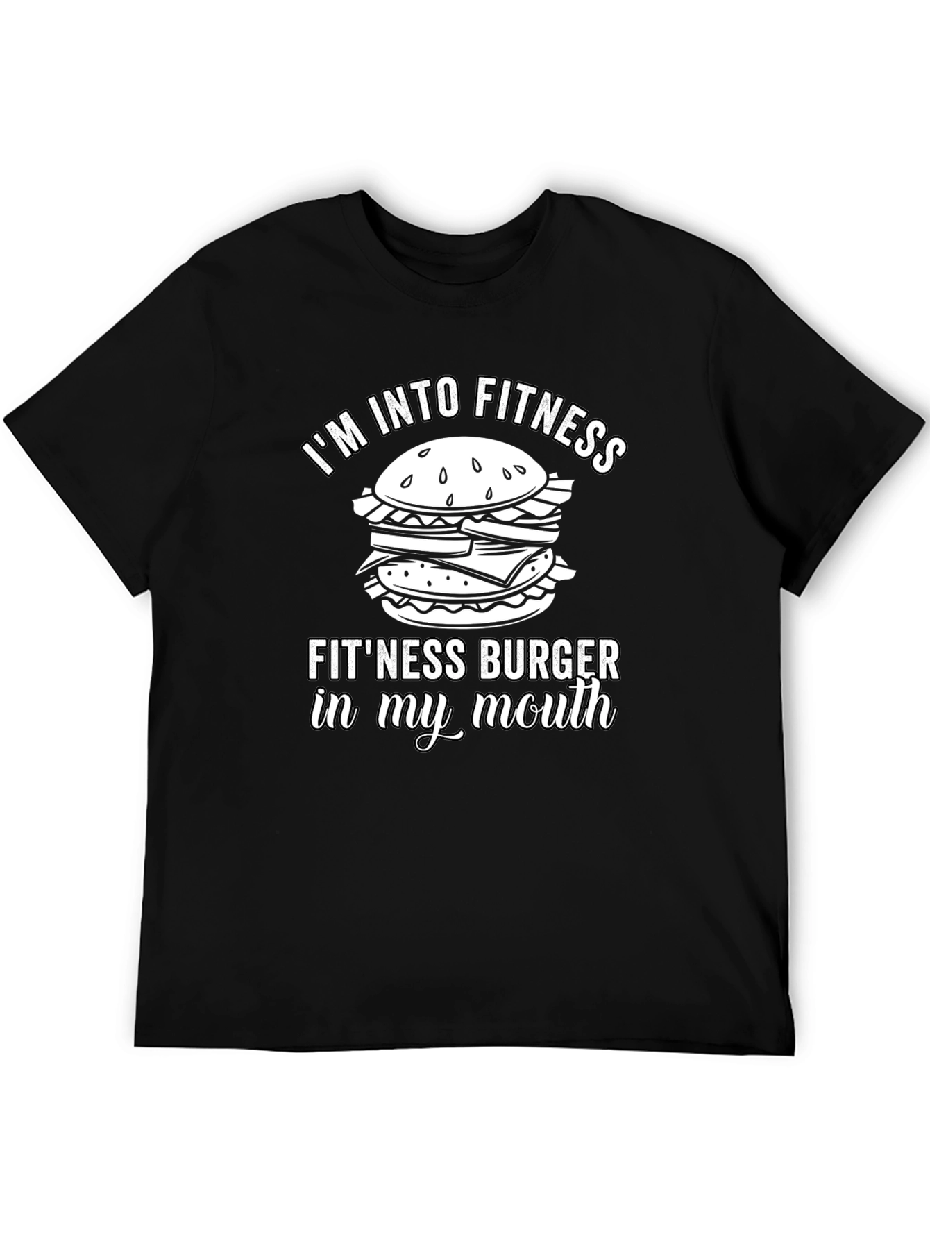 Black Fitness Burger T-Shirt - Funny Gym Workout Tee view 5
