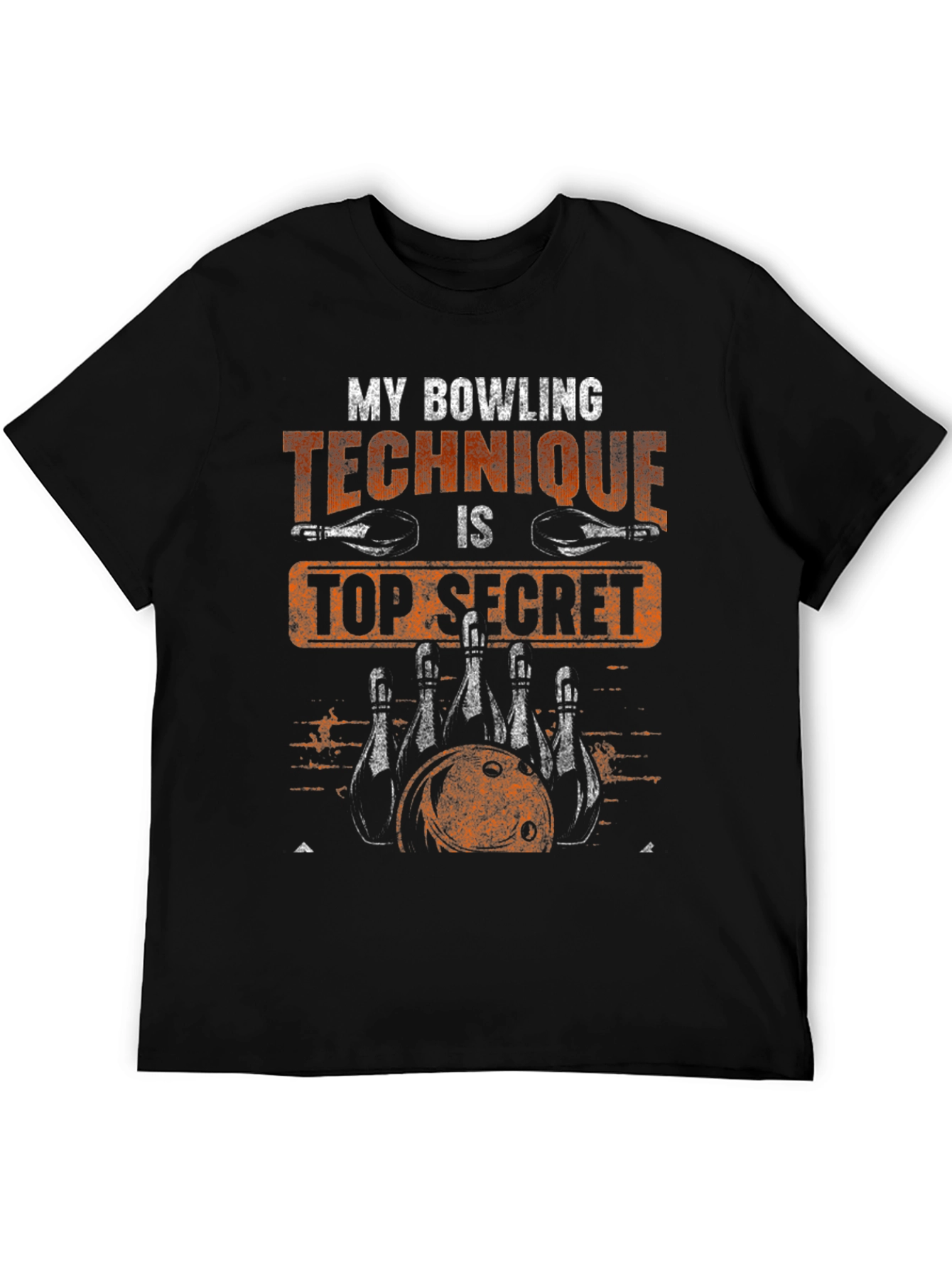 Black Bowling Technique Top Secret Graphic T-Shirt view 5