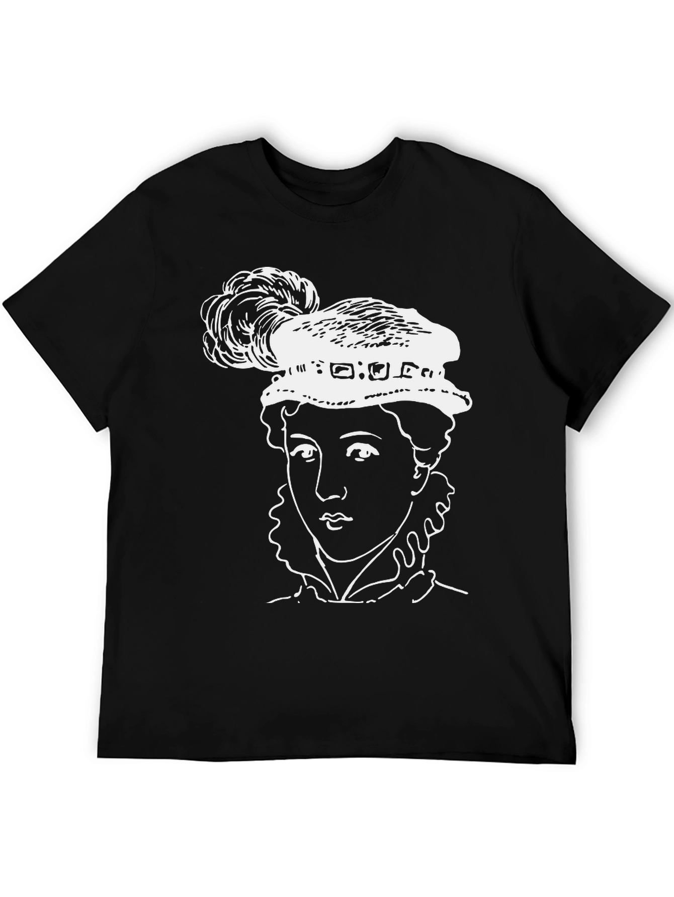 Black Black T-Shirt with Elizabethan Woman Graphic view 5