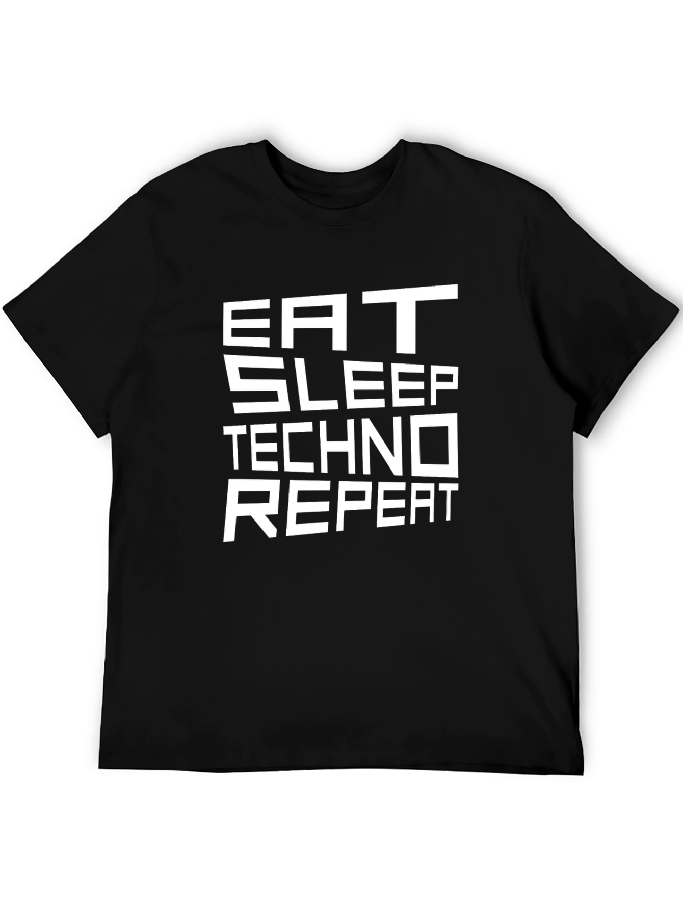 Black Eat Sleep Techno Repeat Graphic Tee view 5