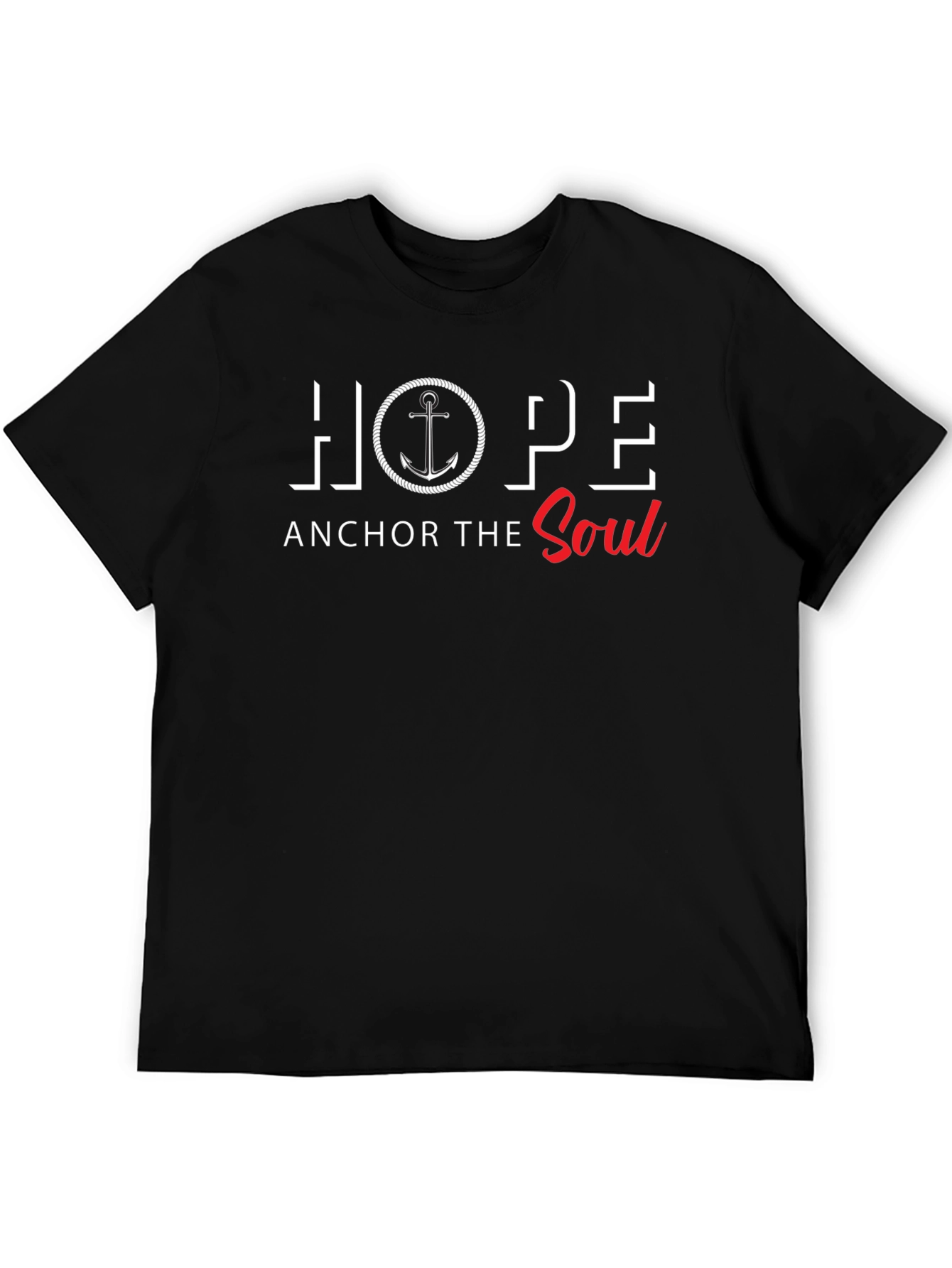 Black Hope Anchor the Soul Graphic Tee - Christian Inspired Black T-Shirt view 5