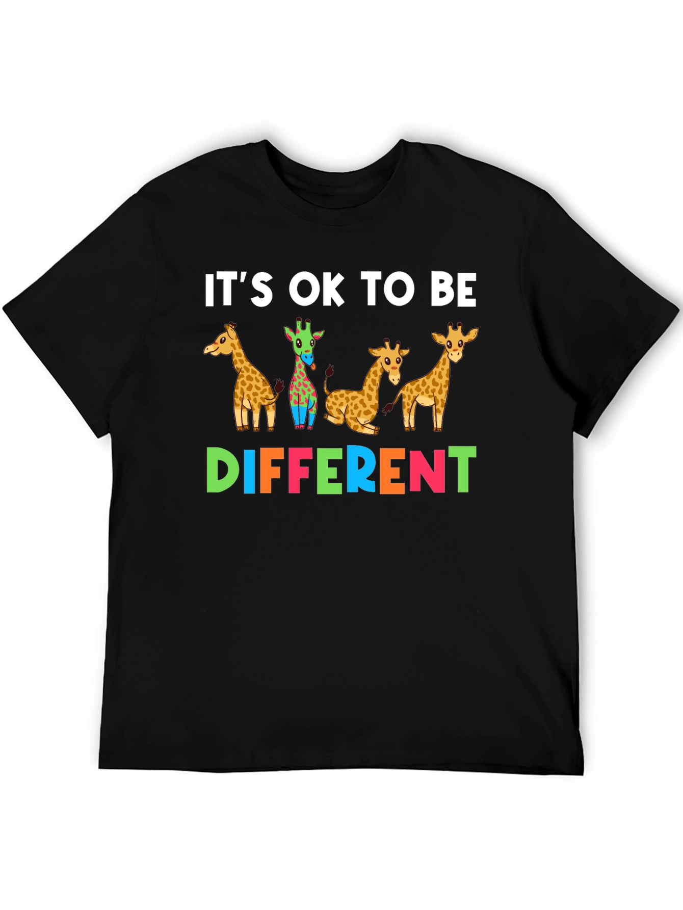 Black It's OK To Be Different Giraffe T-Shirt view 5