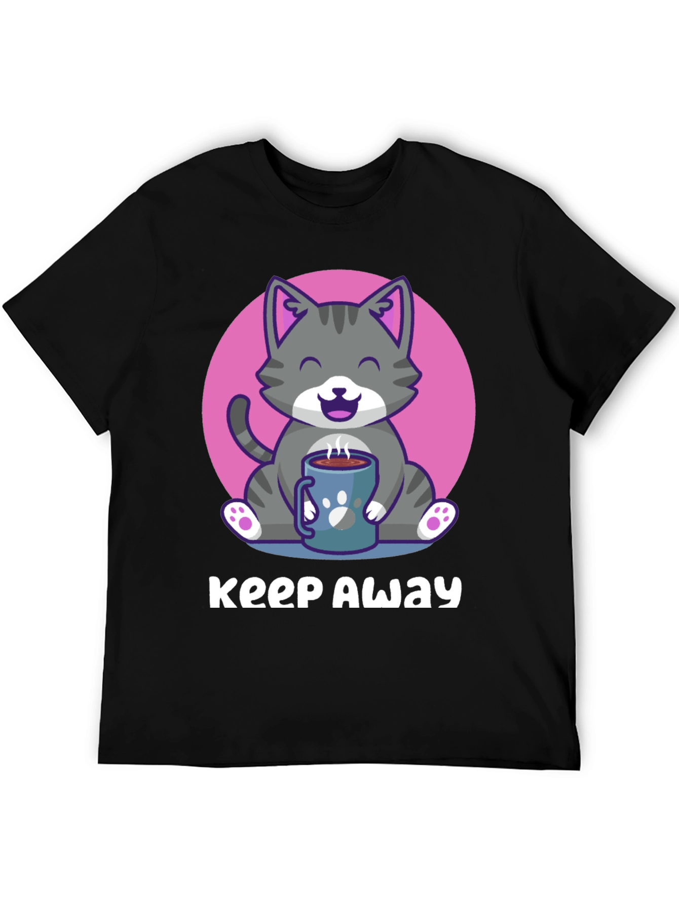 Black Keep Away Gray Cat Coffee T-Shirt view 5