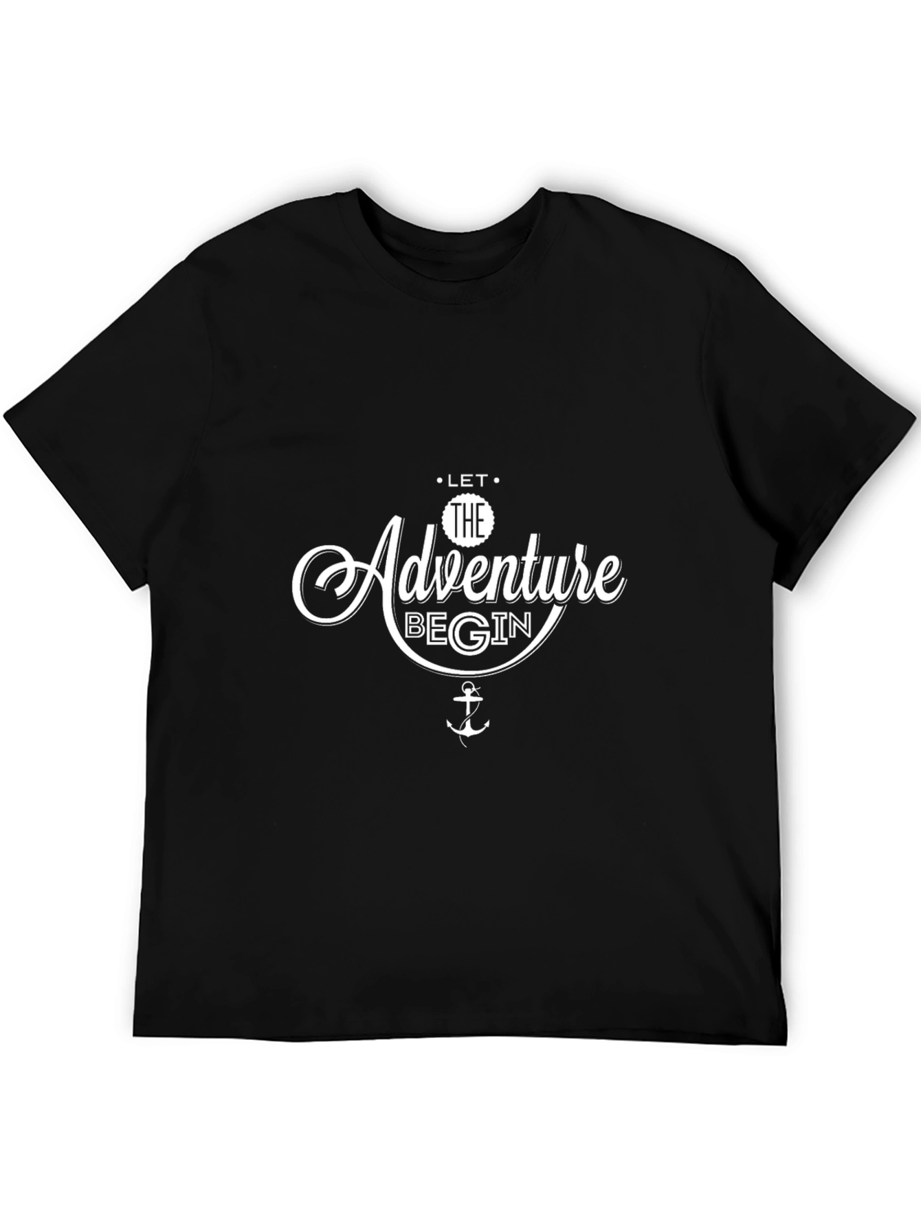 Black Adventure Begins Graphic T-Shirt - Black Cotton Tee view 5