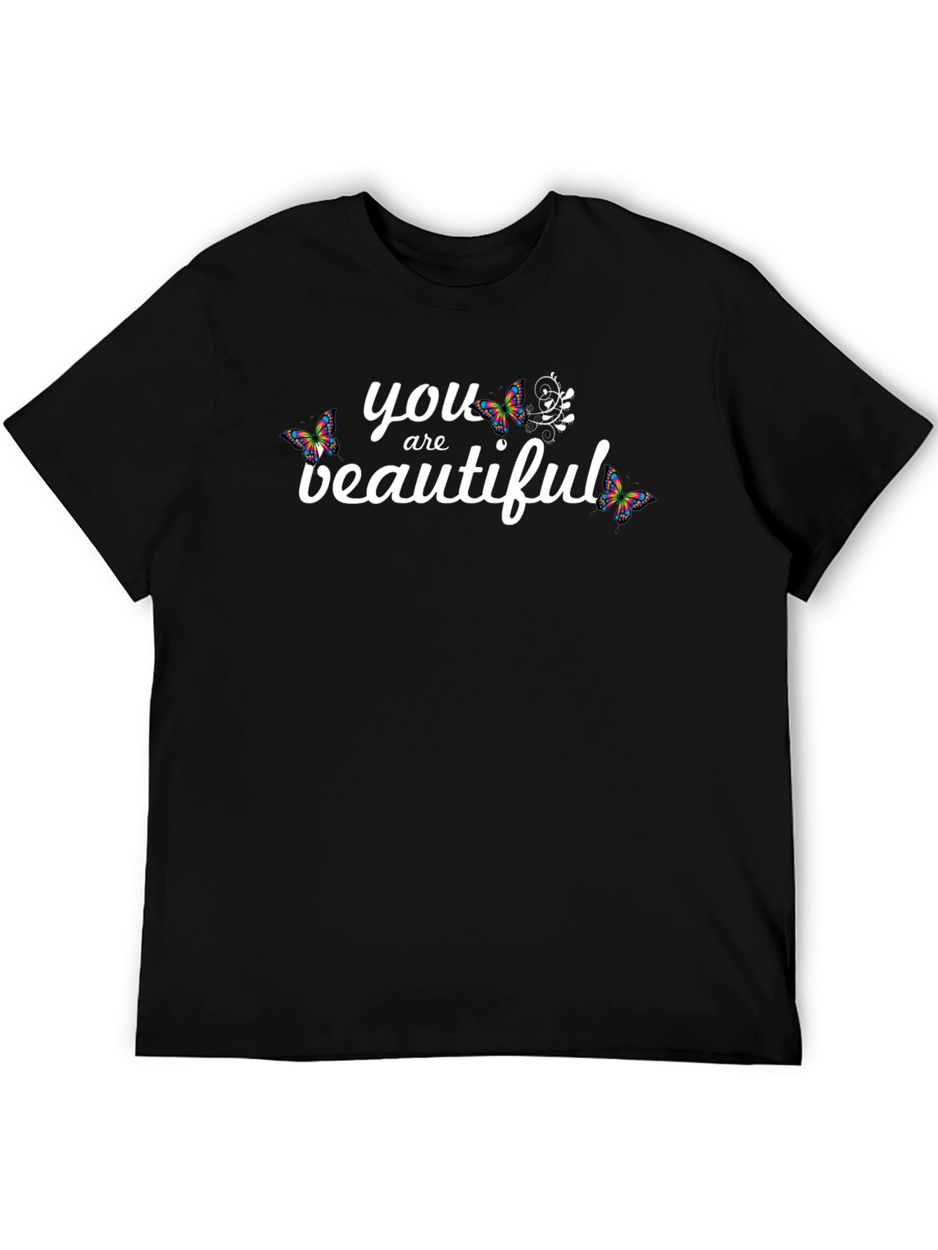 Black You Are Beautiful Butterfly Graphic Tee - Black view 5