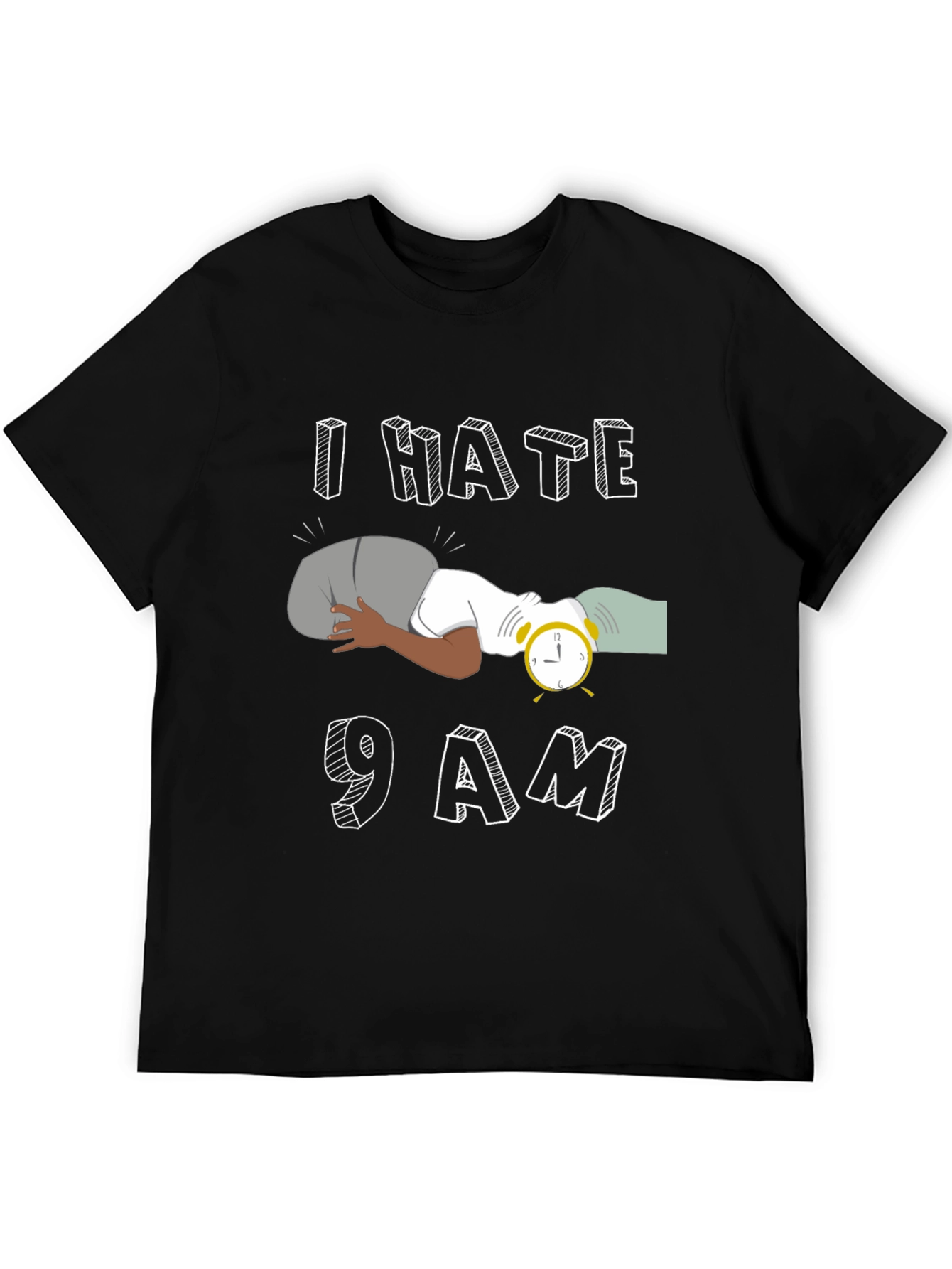 Black I Hate 9 AM Black T-Shirt view 5