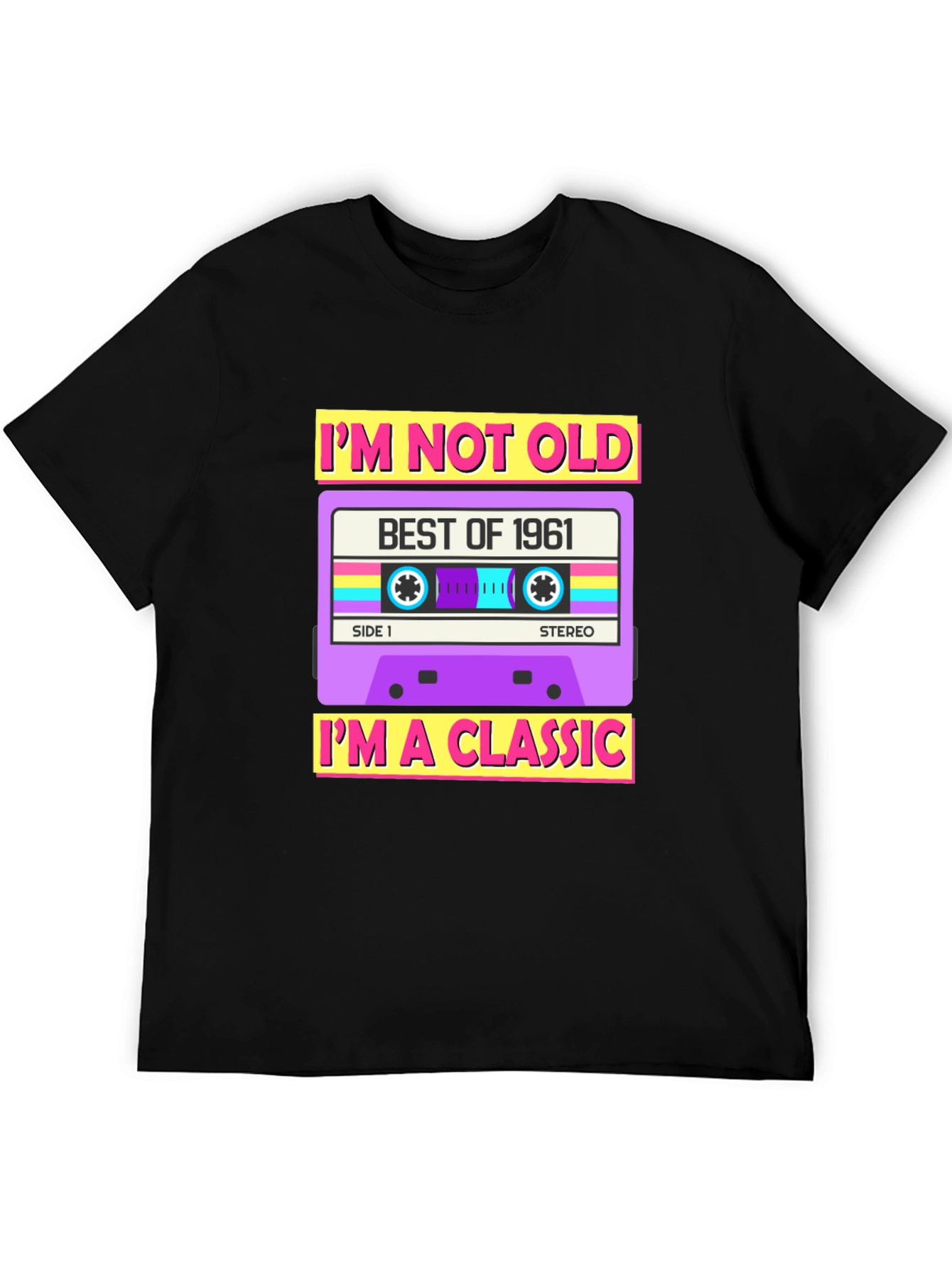 Black Best of 1961 Classic Cassette T-Shirt view 5