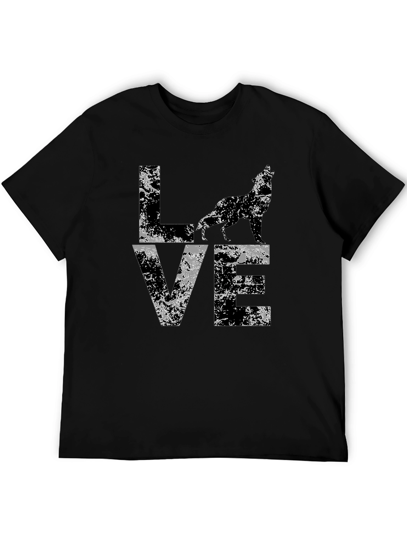 Black Wolf Love Graphic Tee - Distressed Style view 5