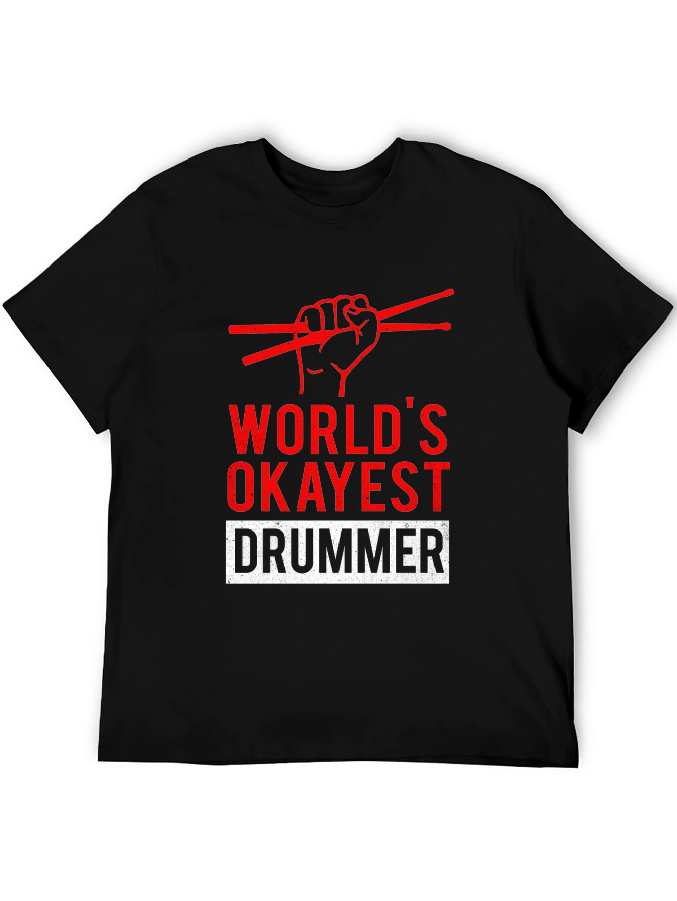 Black World's Okayest Drummer T-Shirt - Funny Musician Tee view 5