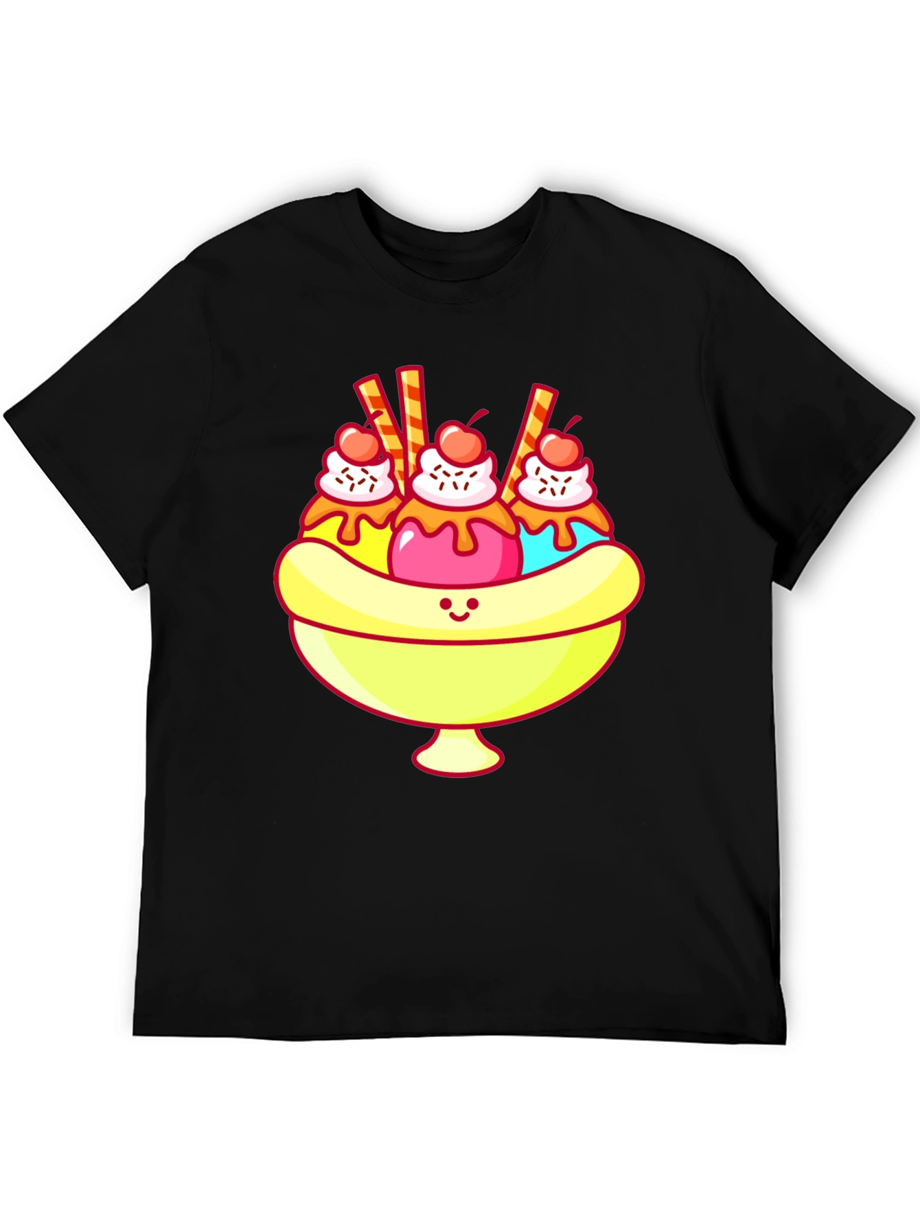 Black Banana Split T-Shirt - Sweet Cartoon Graphic Tee view 5