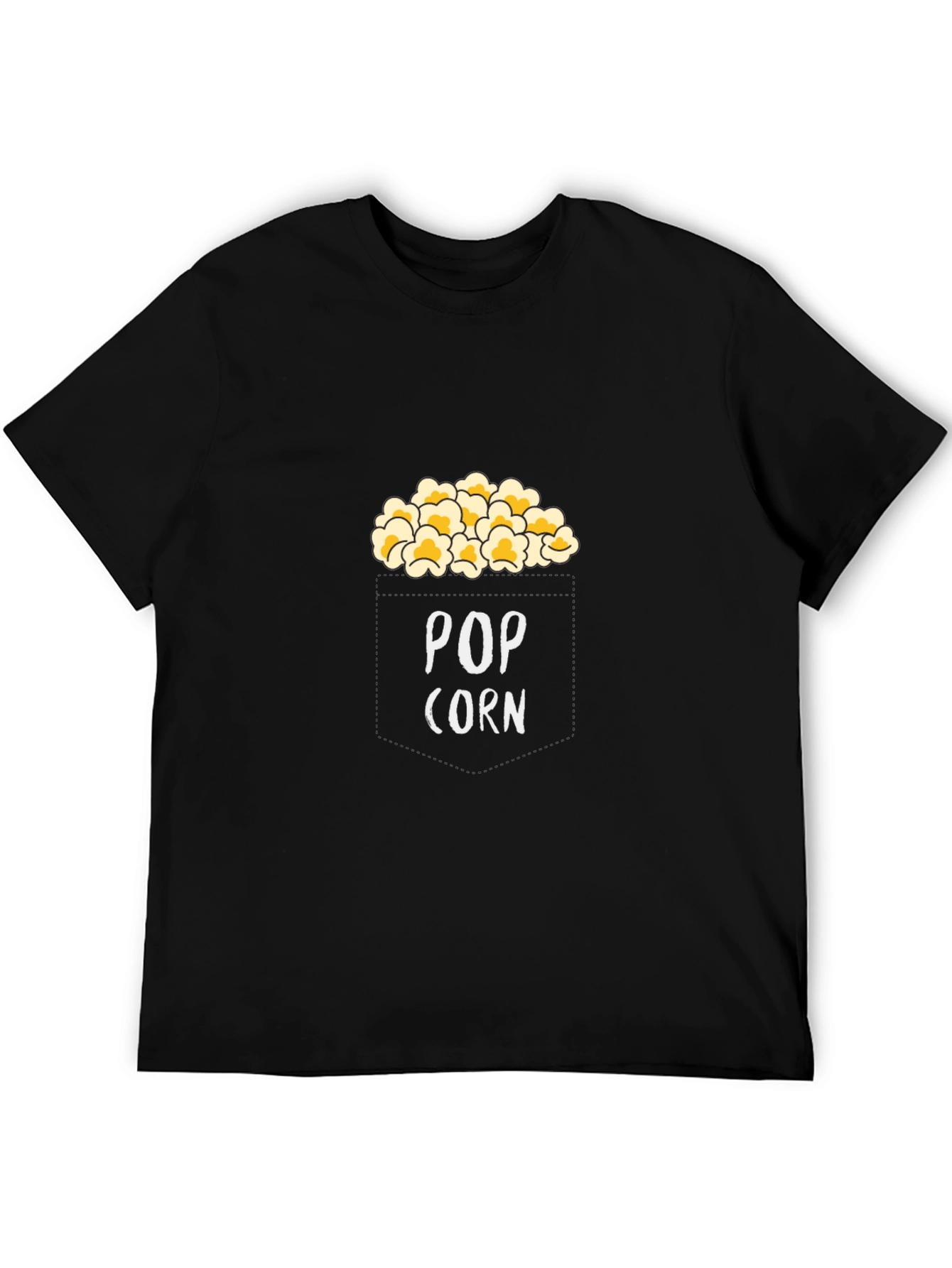 Black Popcorn Graphic Print Black Cotton T-Shirt view 5