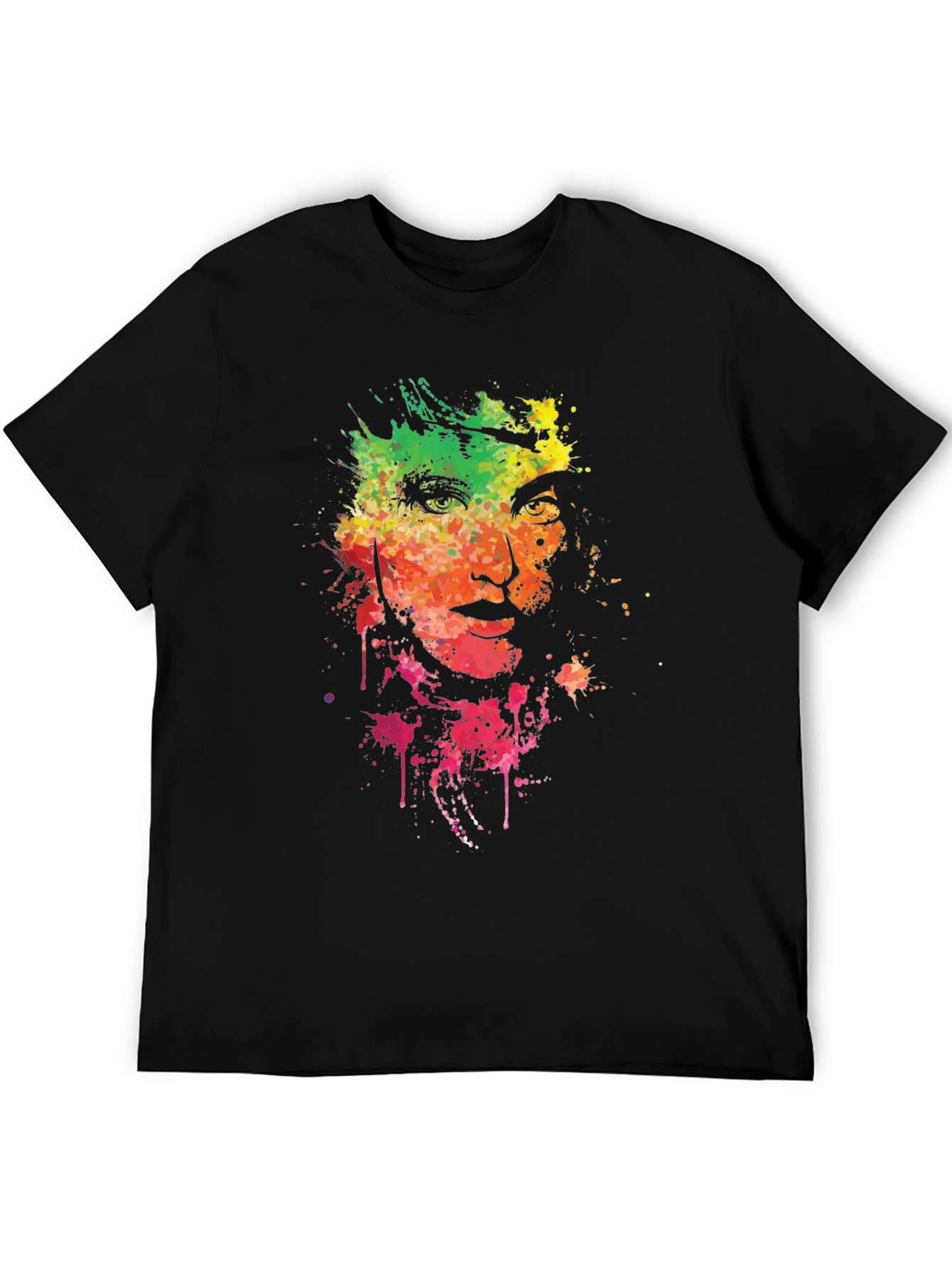 Black Colorful Splatter Art Graphic T-Shirt view 5