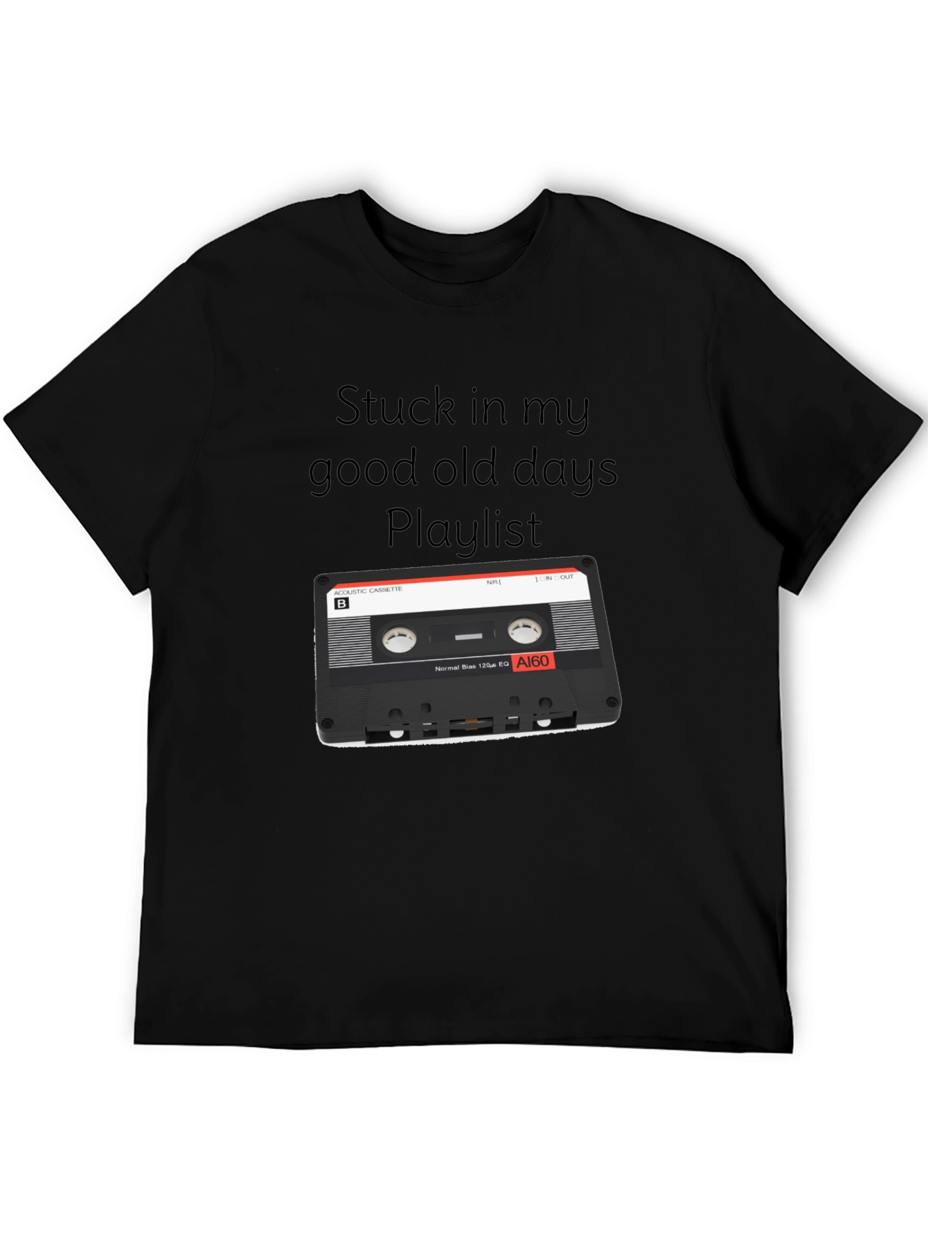 Black Retro Mixtape T-Shirt - Good Old Days Playlist view 5