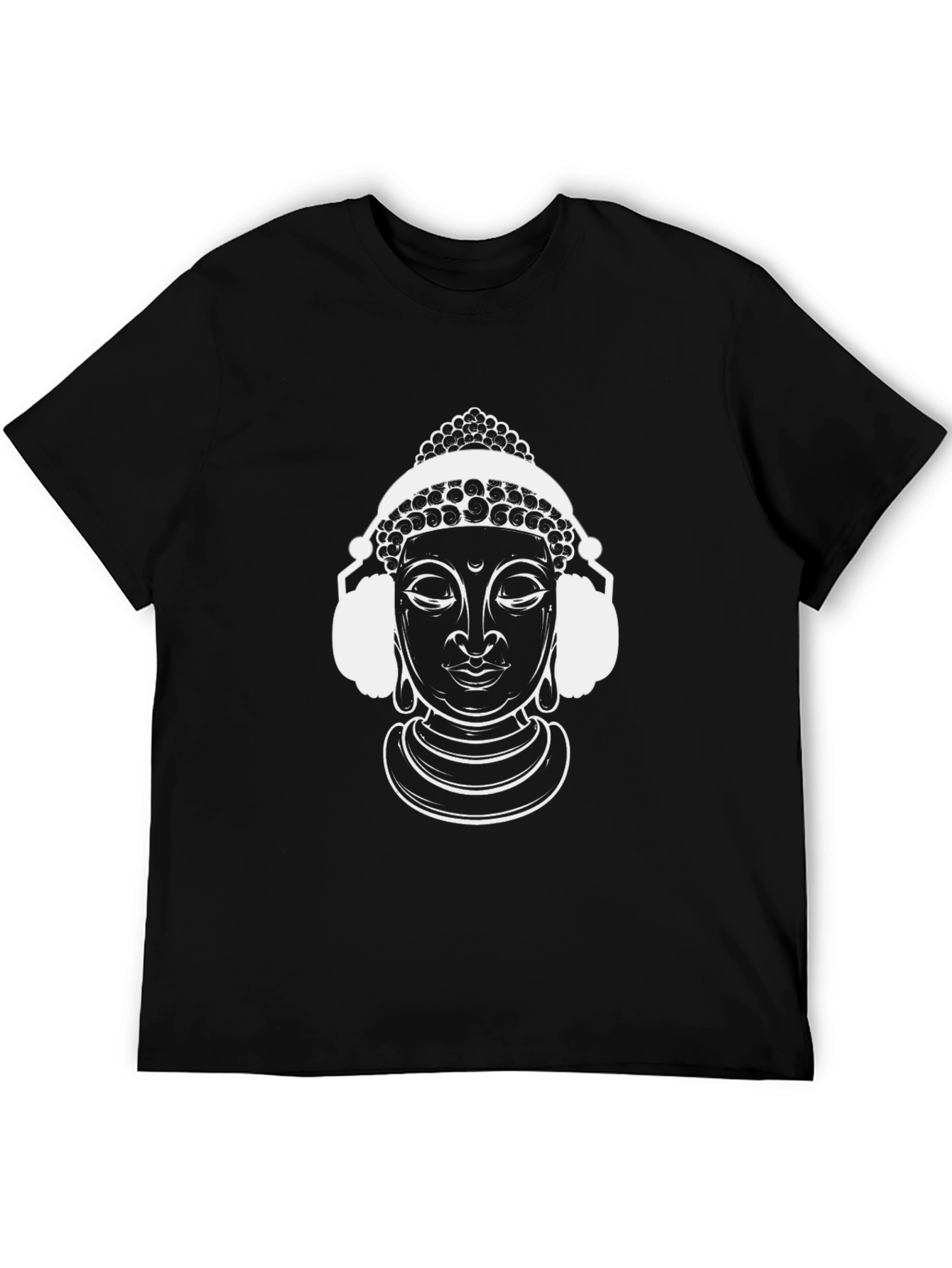 Black Buddha Headphones Graphic T-Shirt - Cool Casual Tee view 5
