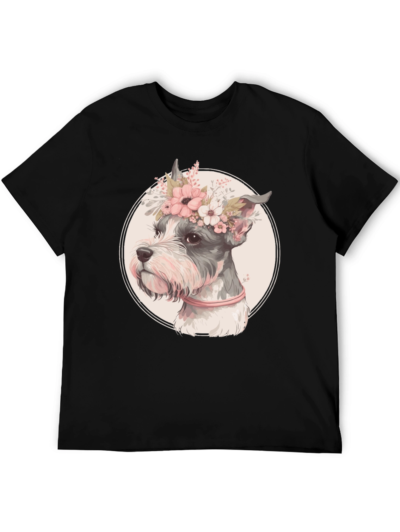 Black Dog with Flower Crown Graphic Tee view 5