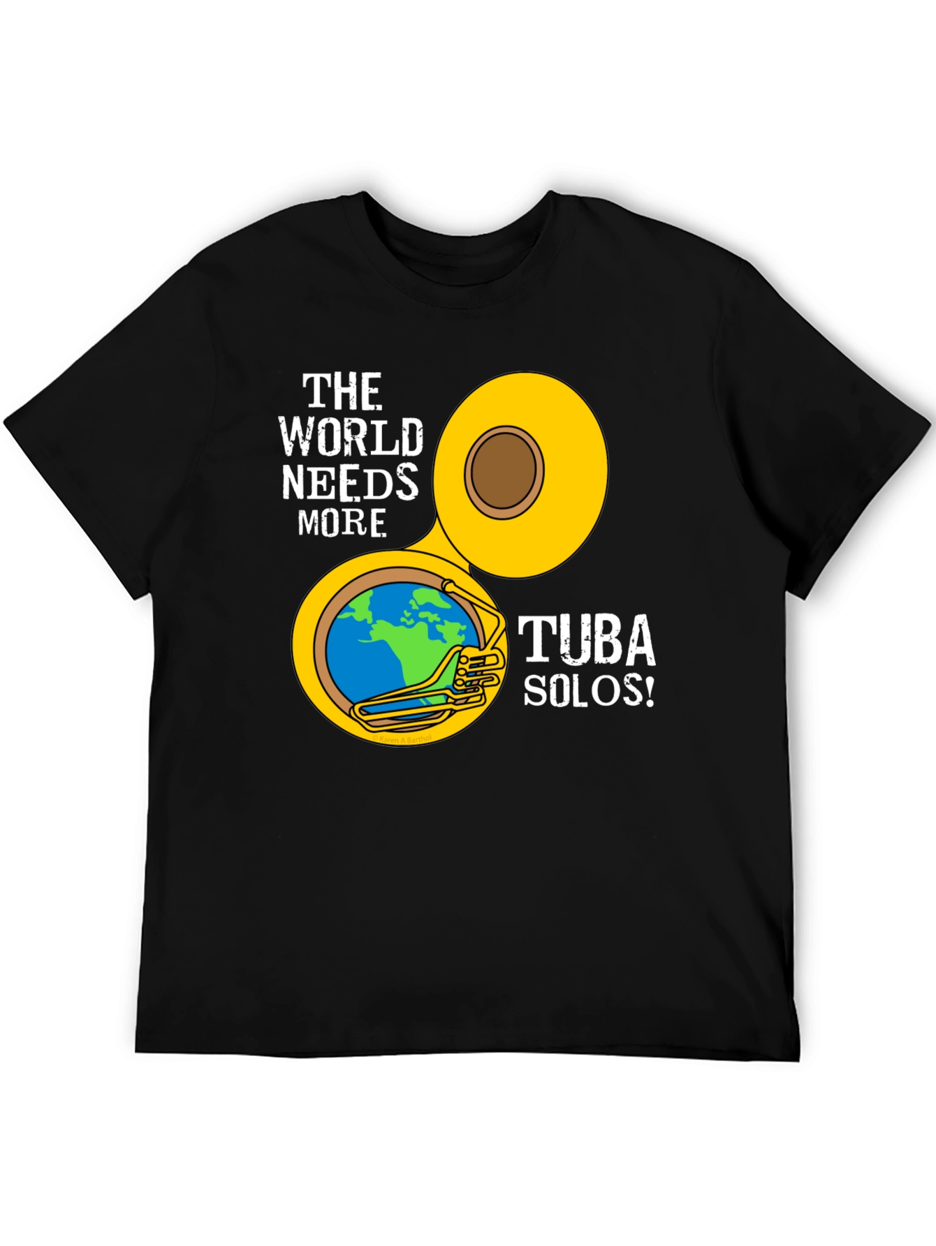 Black World Needs More Tuba Solos Black T-Shirt view 5