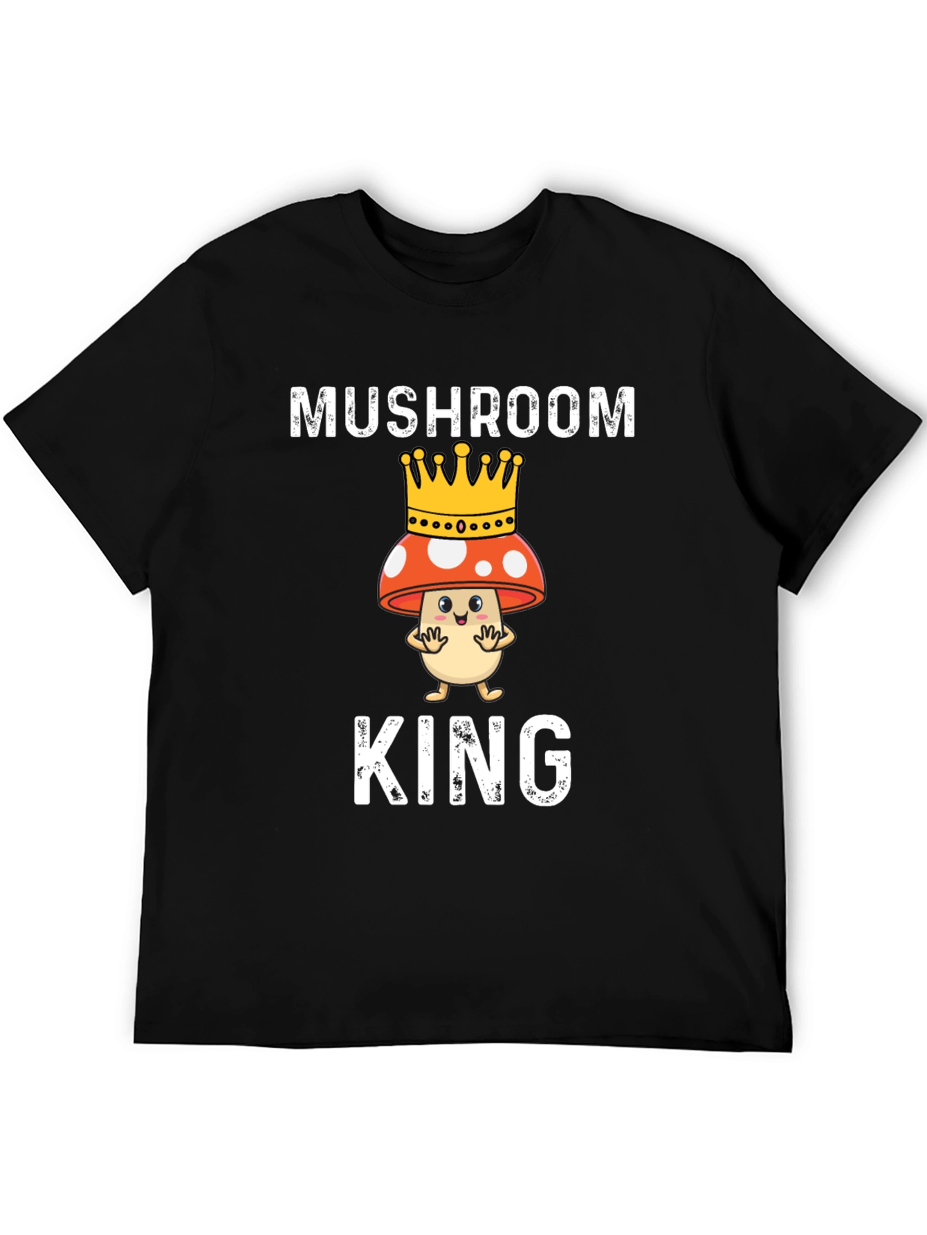 Black Mushroom King T-Shirt - Funny Graphic Tee view 5