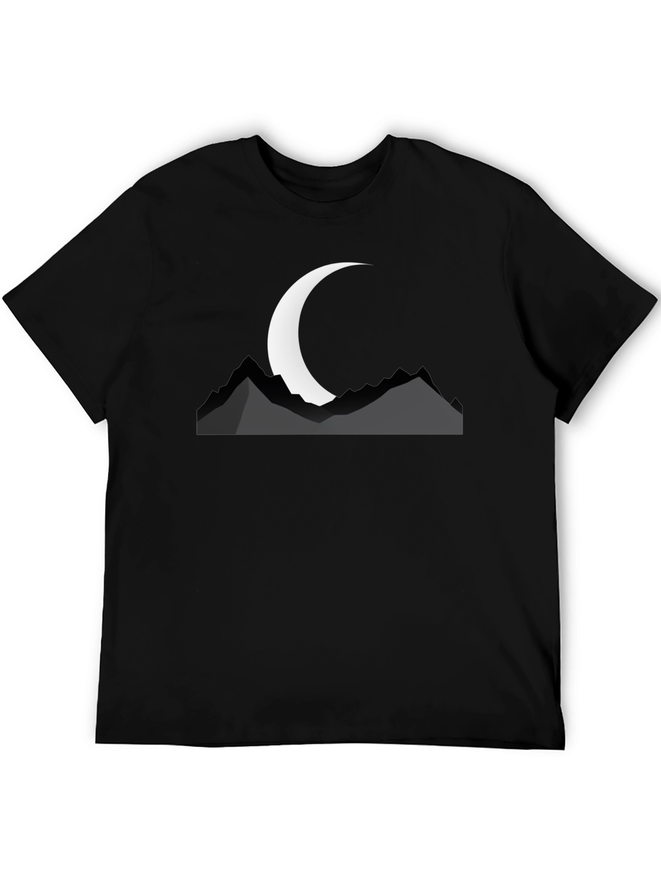 Black Mountain Moon Graphic Tee - Black Cotton T-Shirt view 5