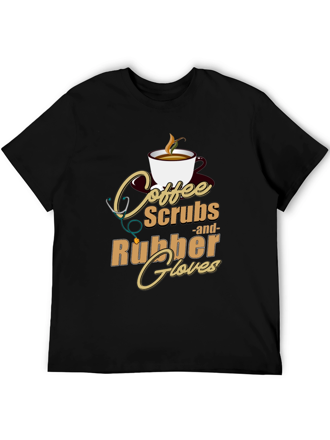 Black Coffee, Scrubs & Rubber Gloves Graphic Tee view 5