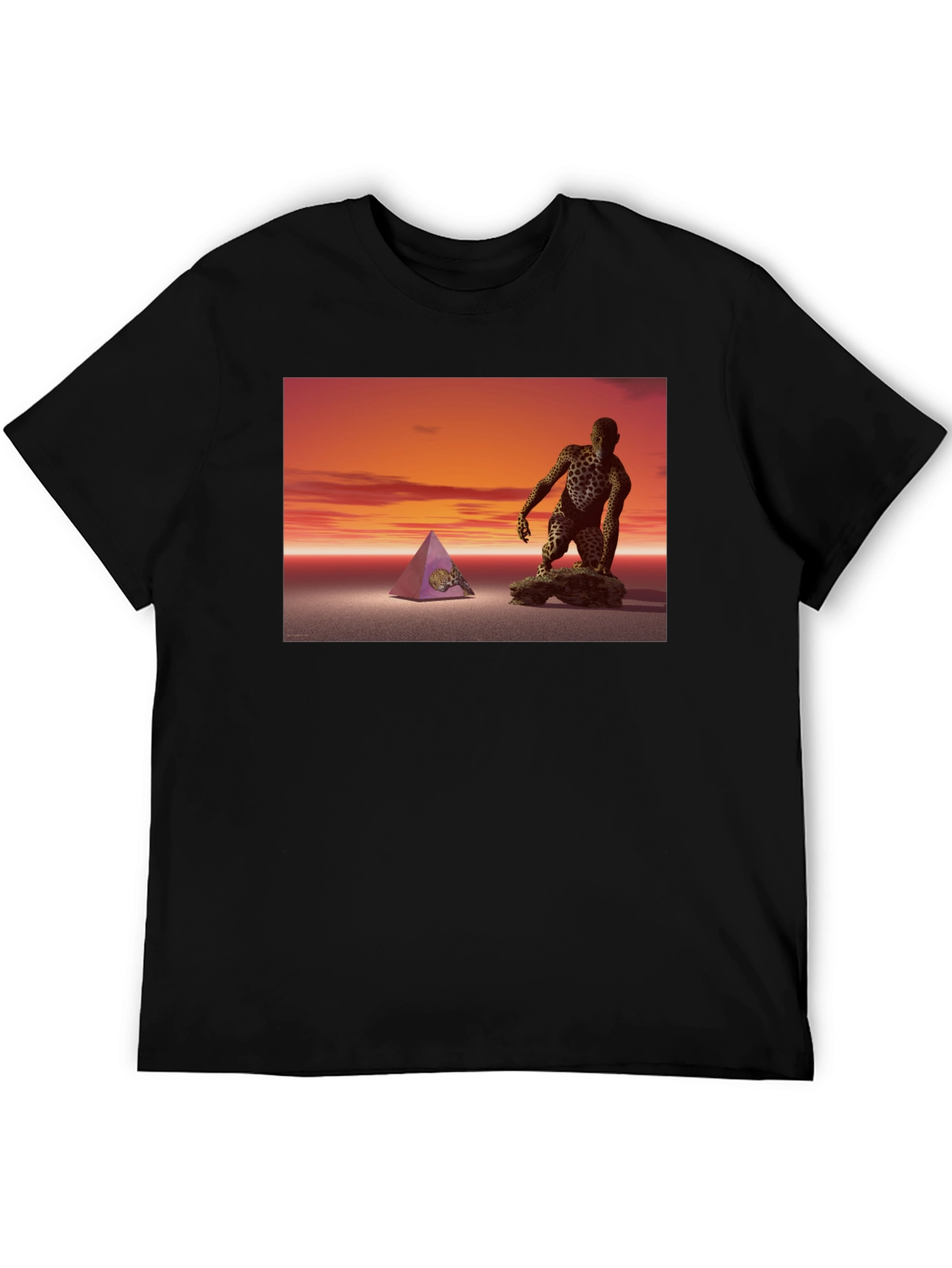 Black Surreal Pyramid & Figure Tee view 5