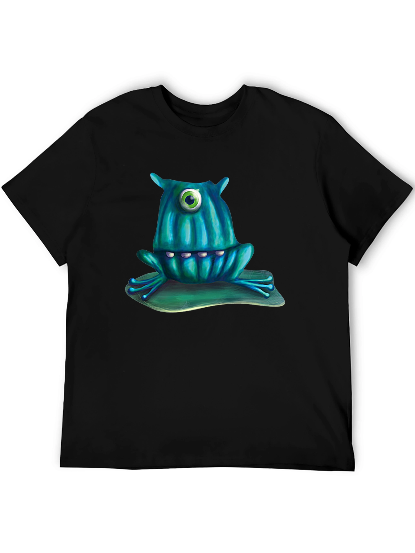 Black One-Eyed Monster Frog T-Shirt view 5